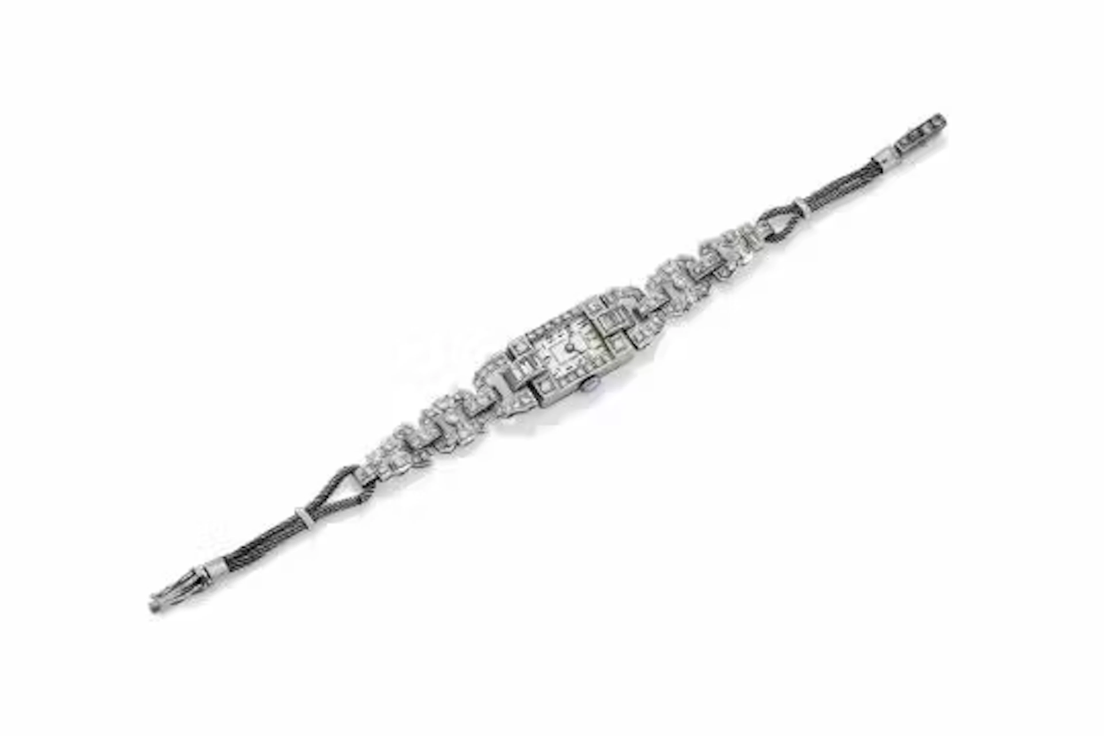 AN ART DECO DIAMOND COCKTAIL WATCH