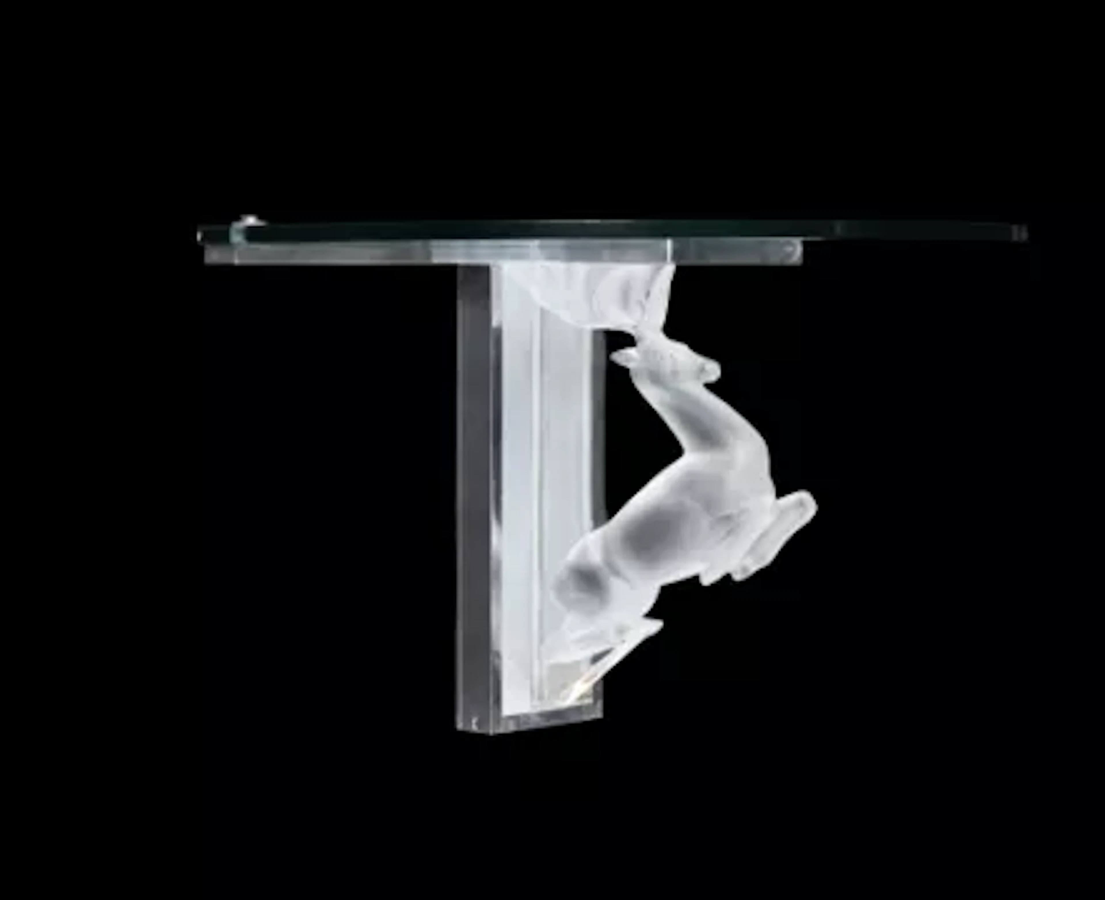 LALIQUE (FRENCH), 'CERF' MOUNTED CONSOLE TABLE, CIRCA 1960