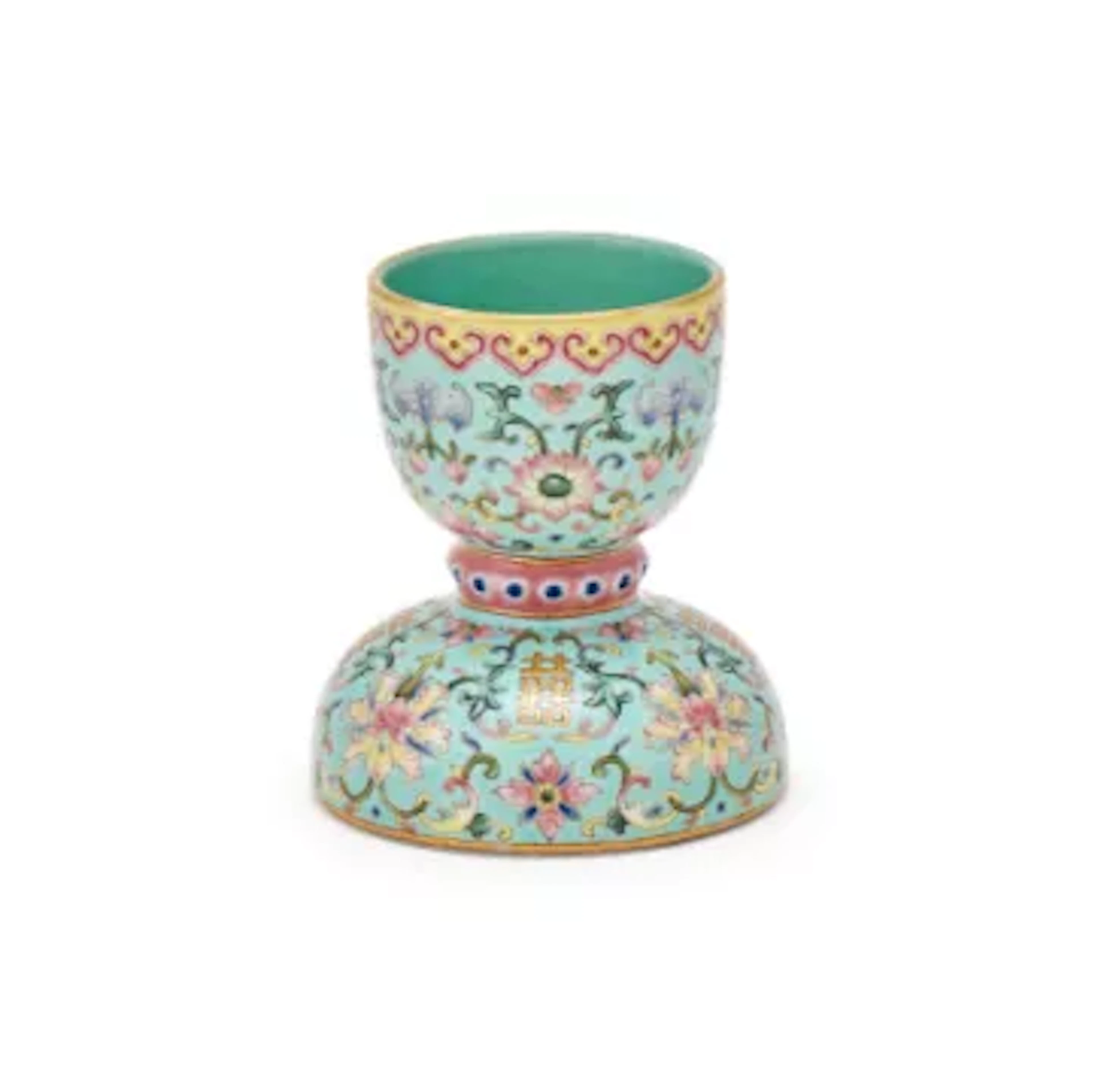 A small Chinese Famille Rose 'Marriage' candle holder, Jiaqing/Daoguang period