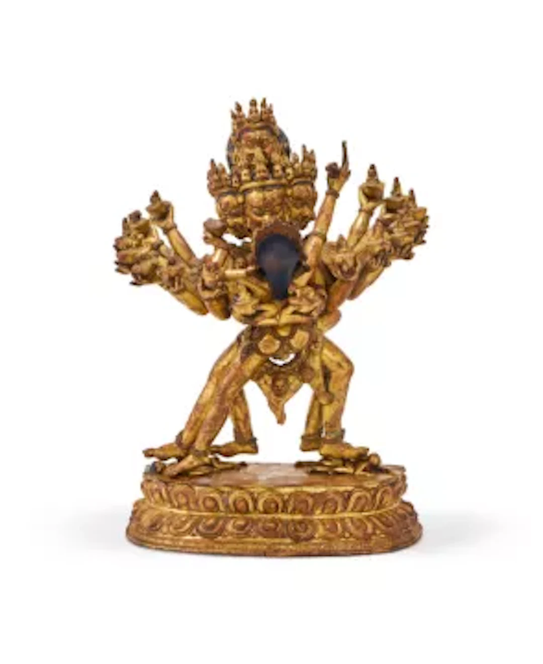 A large Sino-Tibetan gilt bronze figure of Hevajra, 19th or 20th century