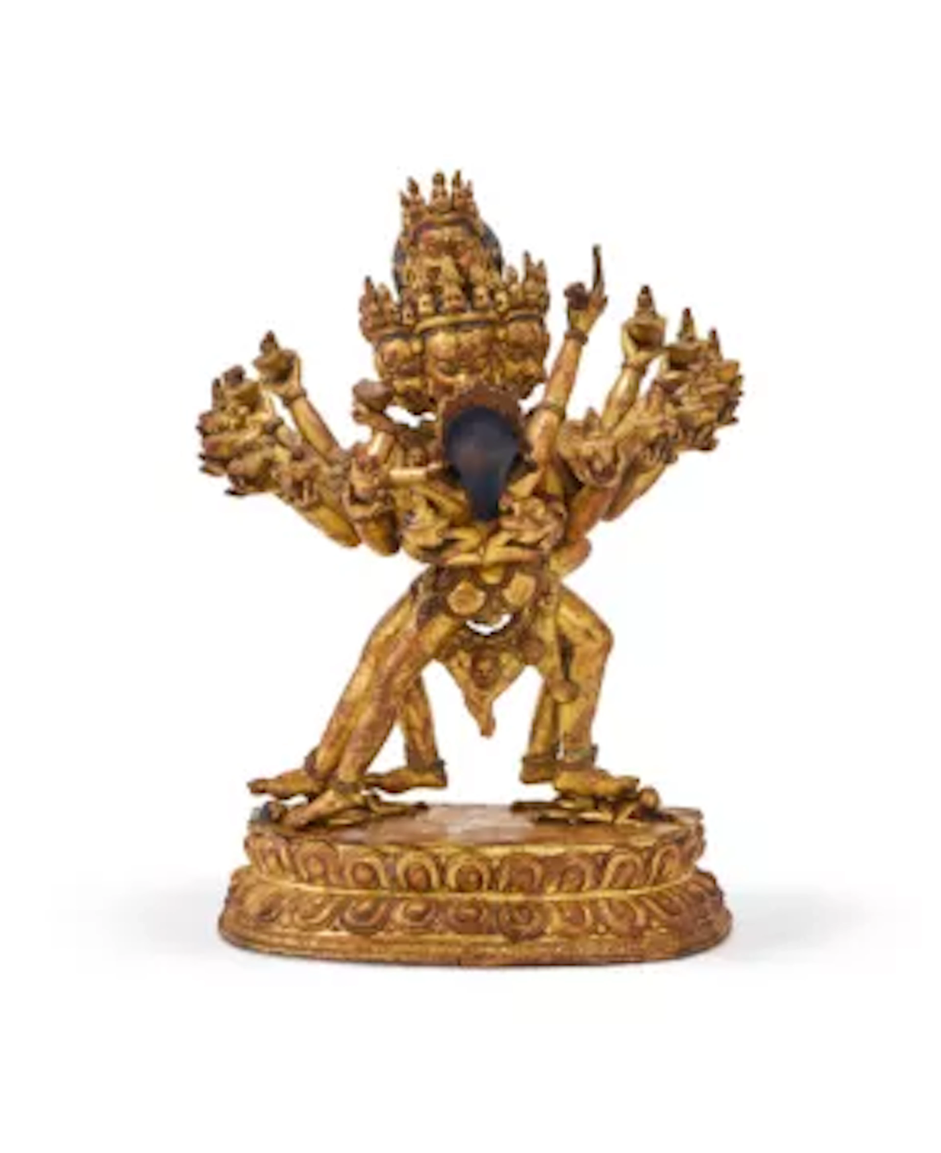 A large Sino-Tibetan gilt bronze figure of Hevajra, 19th or 20th century