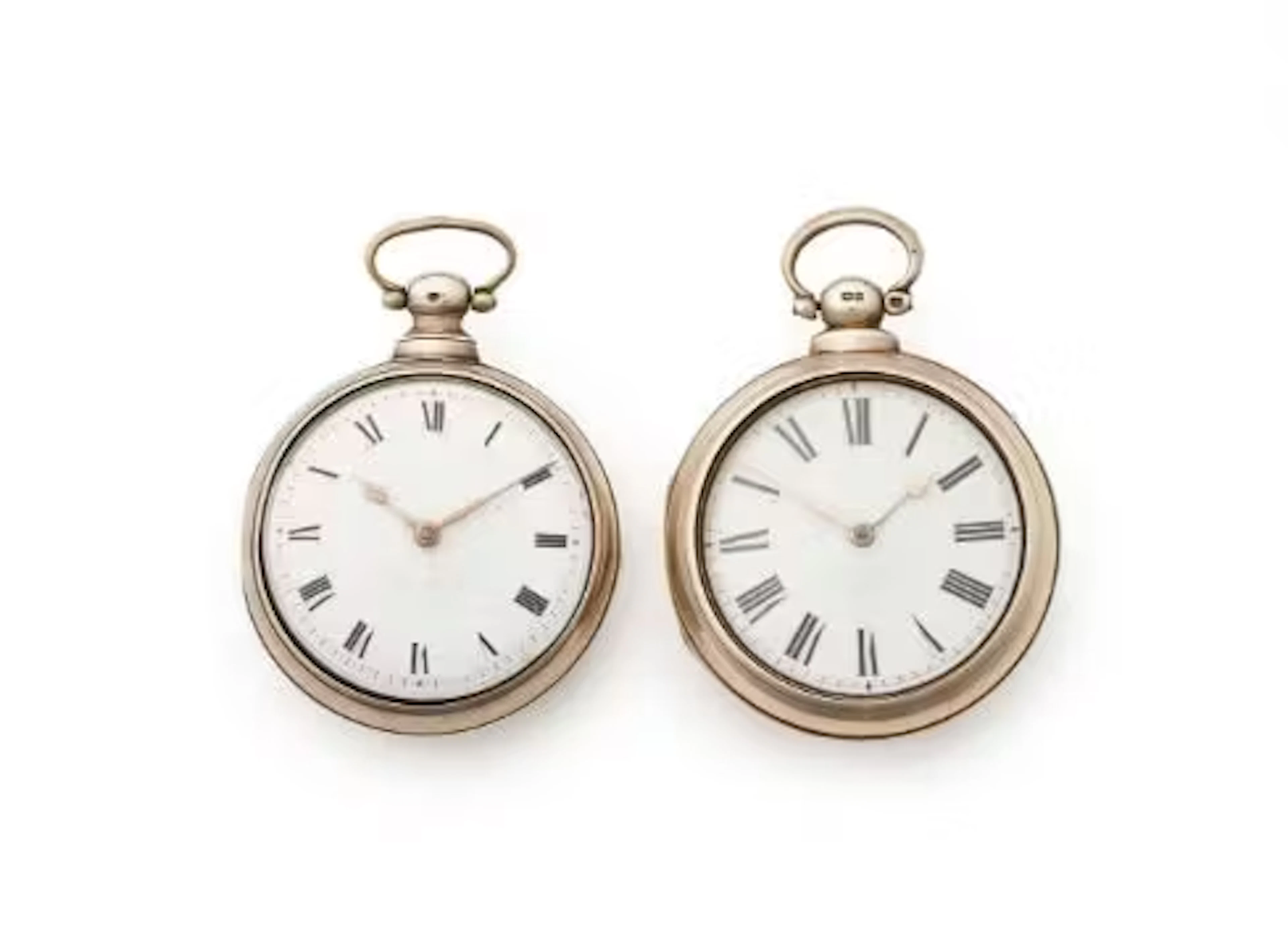 TWO REGENCY/VICTORIAN SILVER PAIR-CASED VERGE POCKET WATCHES