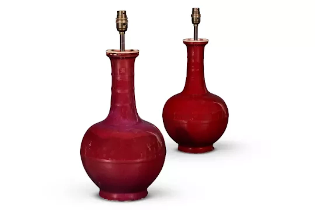 A PAIR OF CHINESE-STYLE PORCELAIN SANG DE BOEUF VASES, ASIAN, MODERN