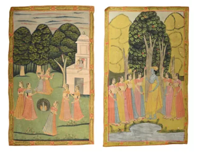 Two Indian paintings on cloth (pichhavai), Rajasthan, 20th century