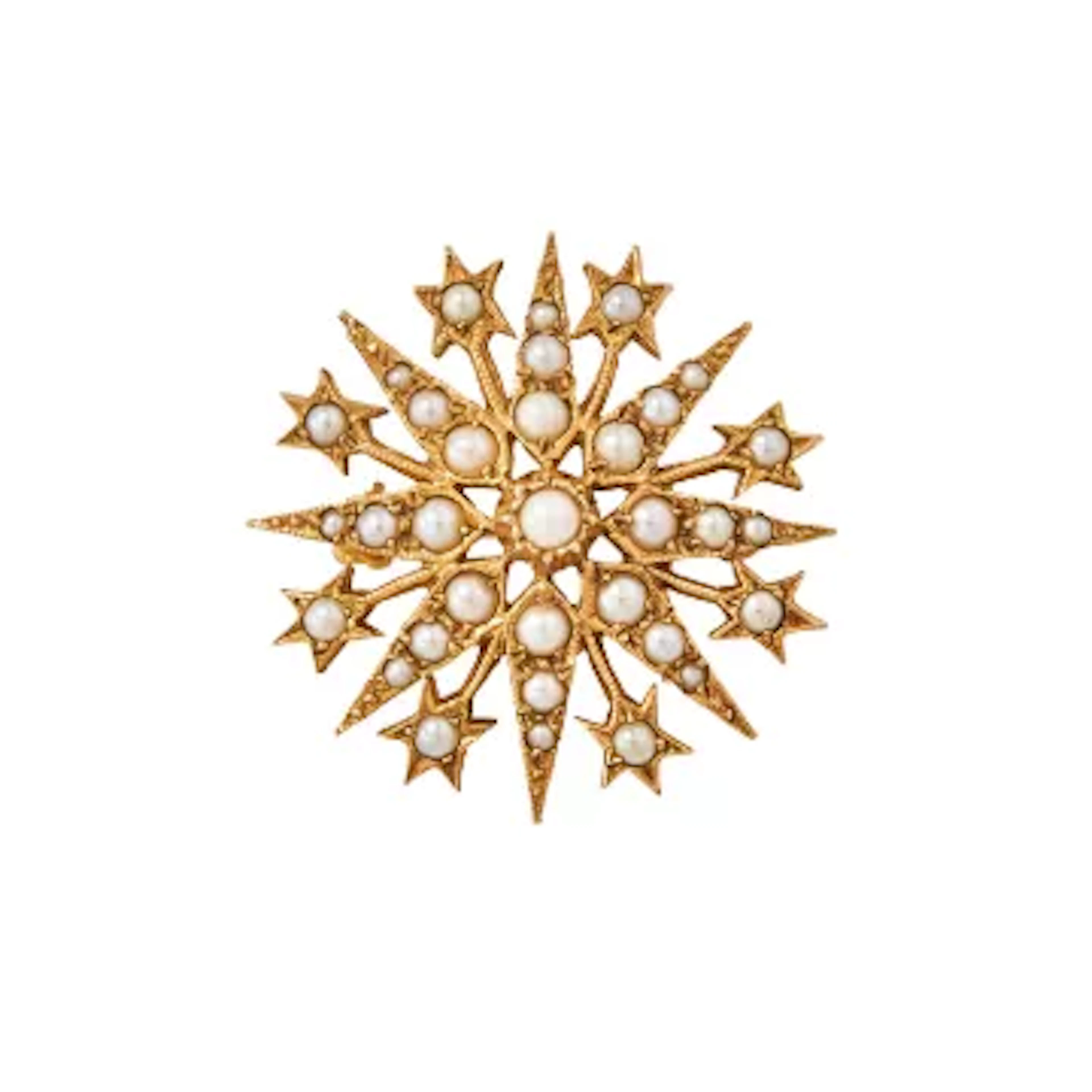A HALF PEARL STAR BROOCH
