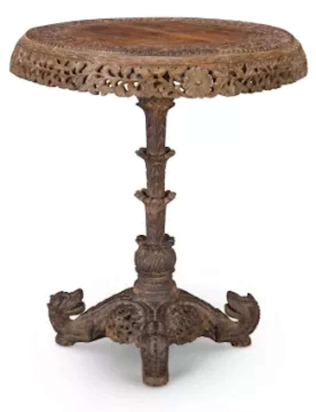 A TEAK TILT TOP TABLE, INDIAN, PROBABLY BOMBAY, LATE 19TH CENTURY