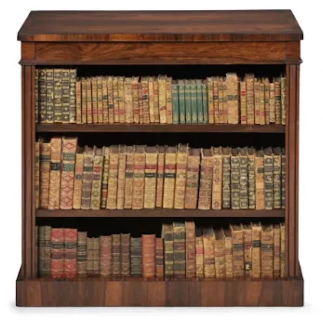 Y A REGENCY ROSEWOOD AND SIMULATED ROSEWOOD OPEN BOOKCASE, CIRCA 1820