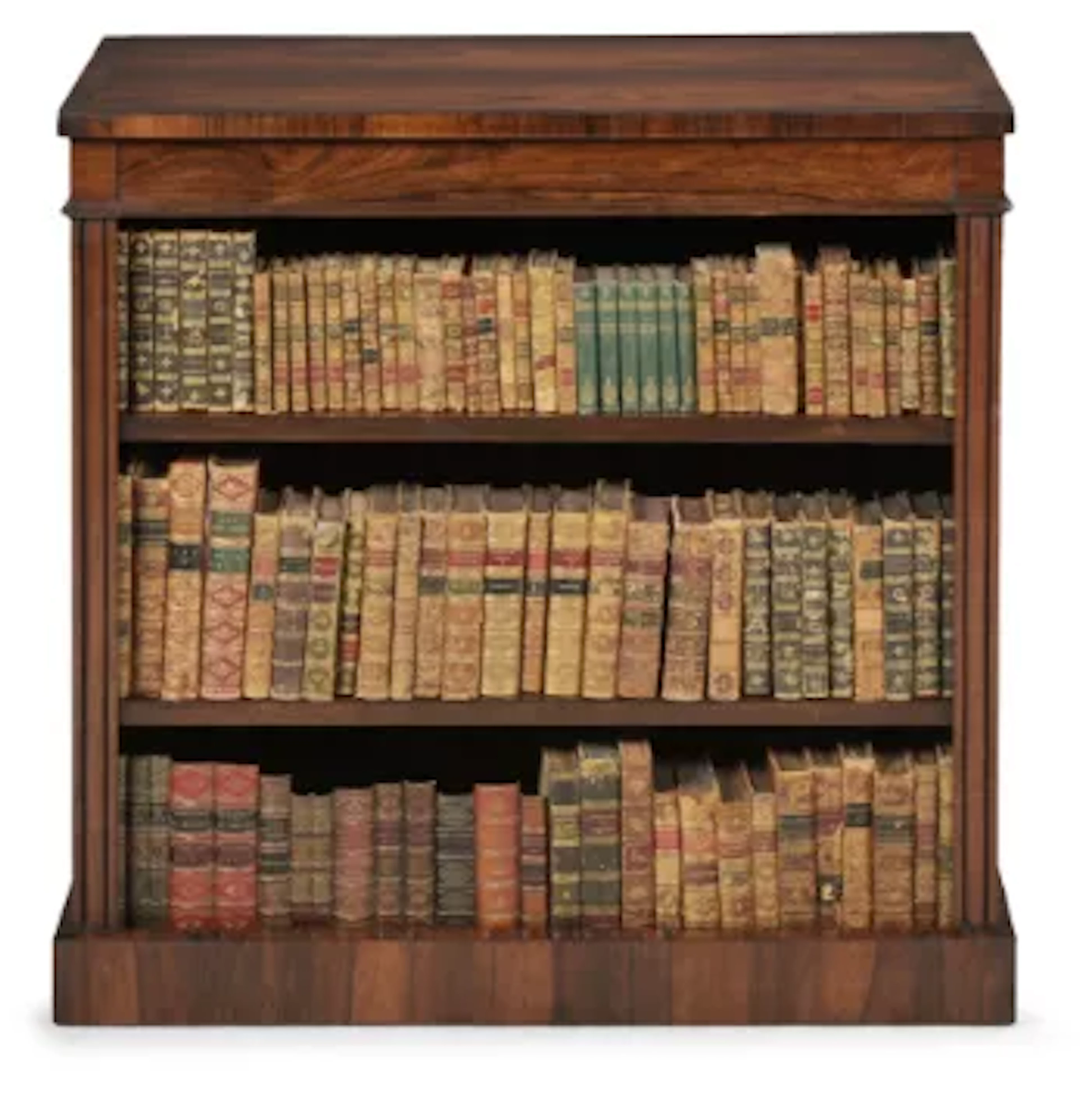Y A REGENCY ROSEWOOD AND SIMULATED ROSEWOOD OPEN BOOKCASE, CIRCA 1820