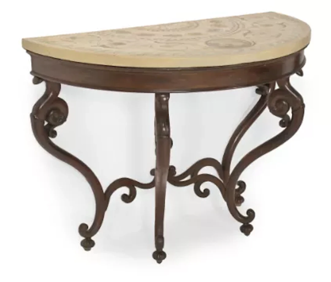AN ITALIAN MAHOGANY AND SCAGLIOLA CONSOLE TABLE, FIRST QUARTER 19TH CENTURY
