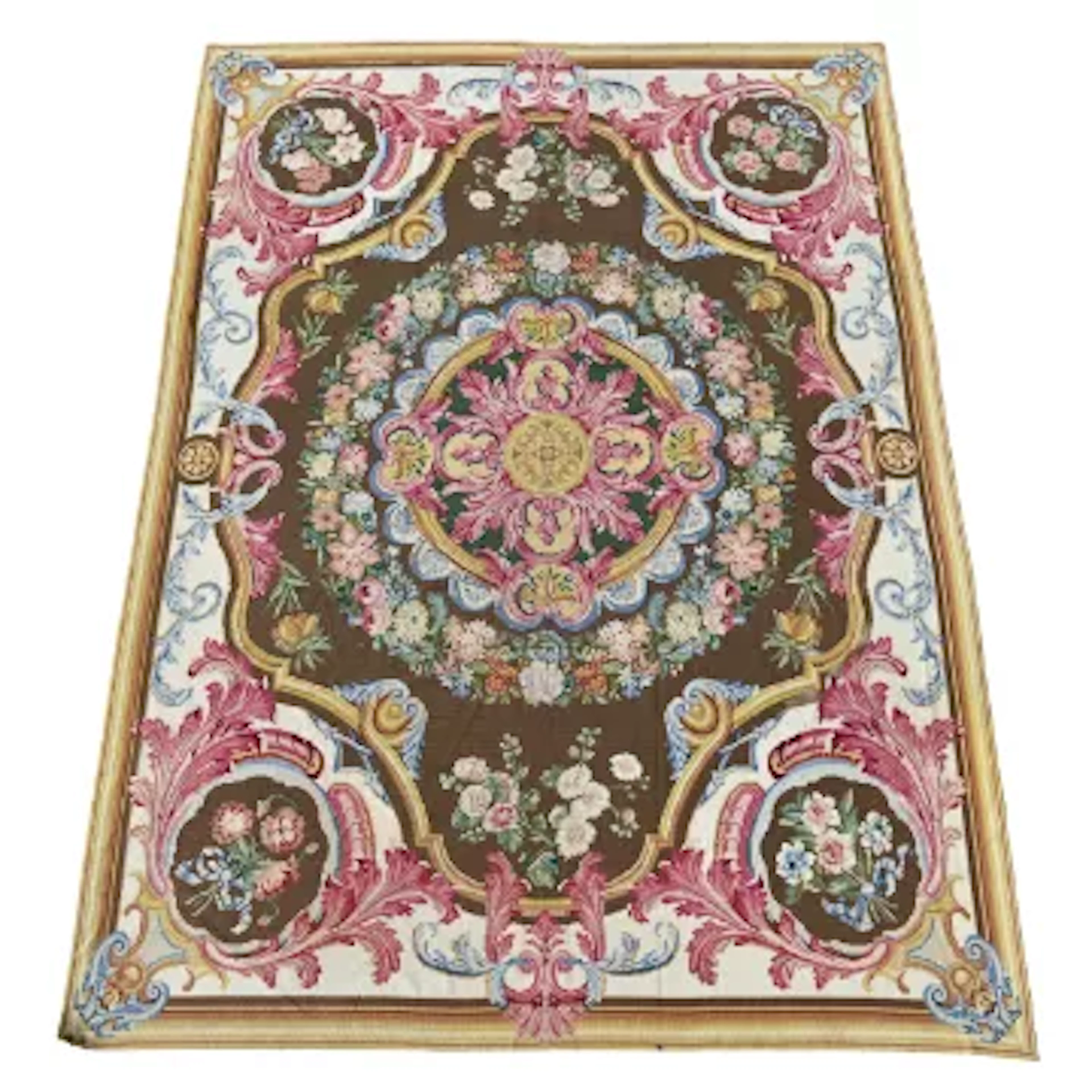 A PORTUGEUESE 'SAVONNERIE' FLAT WOVEN CARPET, FIRST HALF 20TH CENTURY