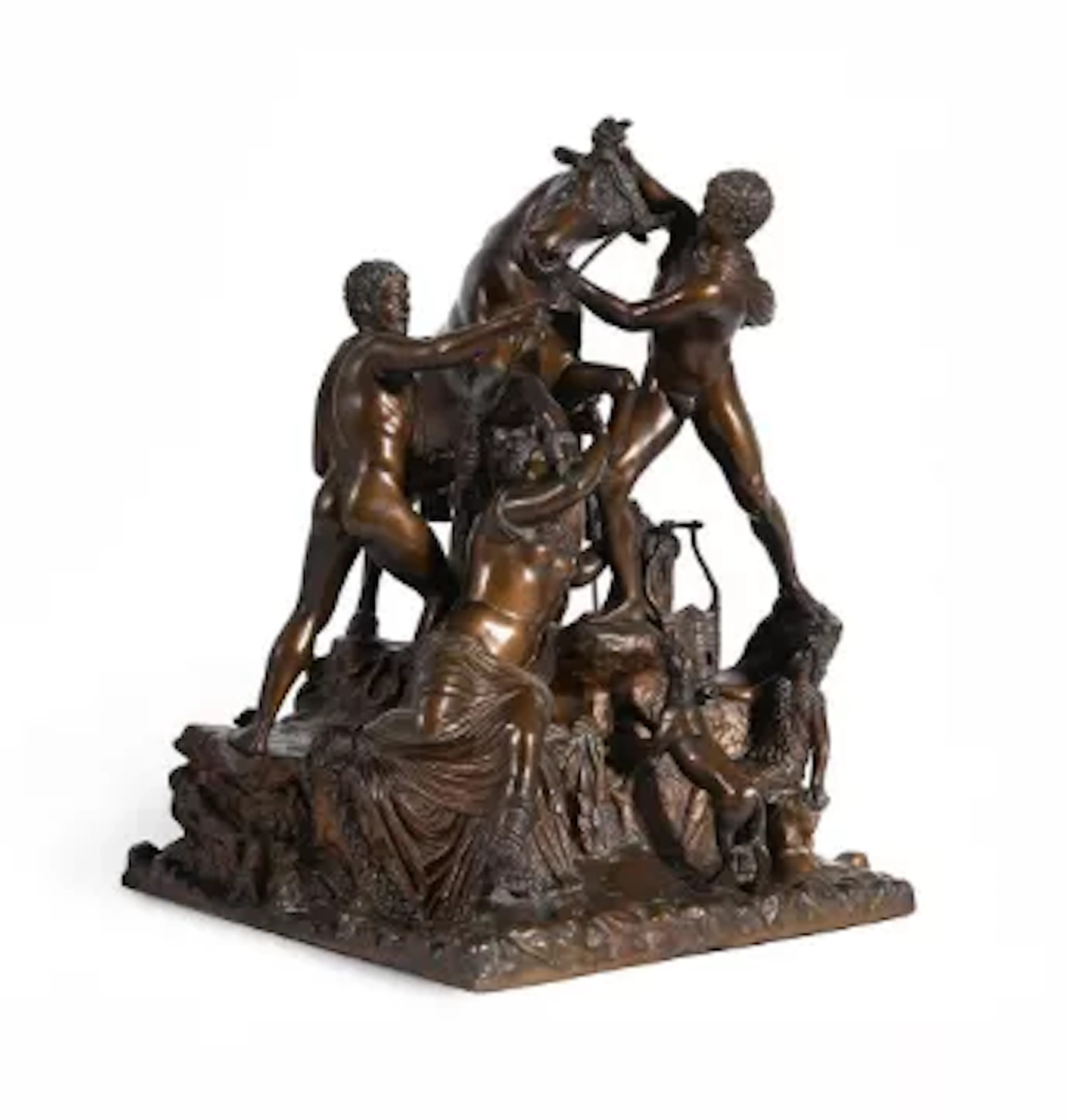 AFTER THE ANTIQUE, A BRONZE GROUP OF THE FARNESE BULL,19TH CENTURY
