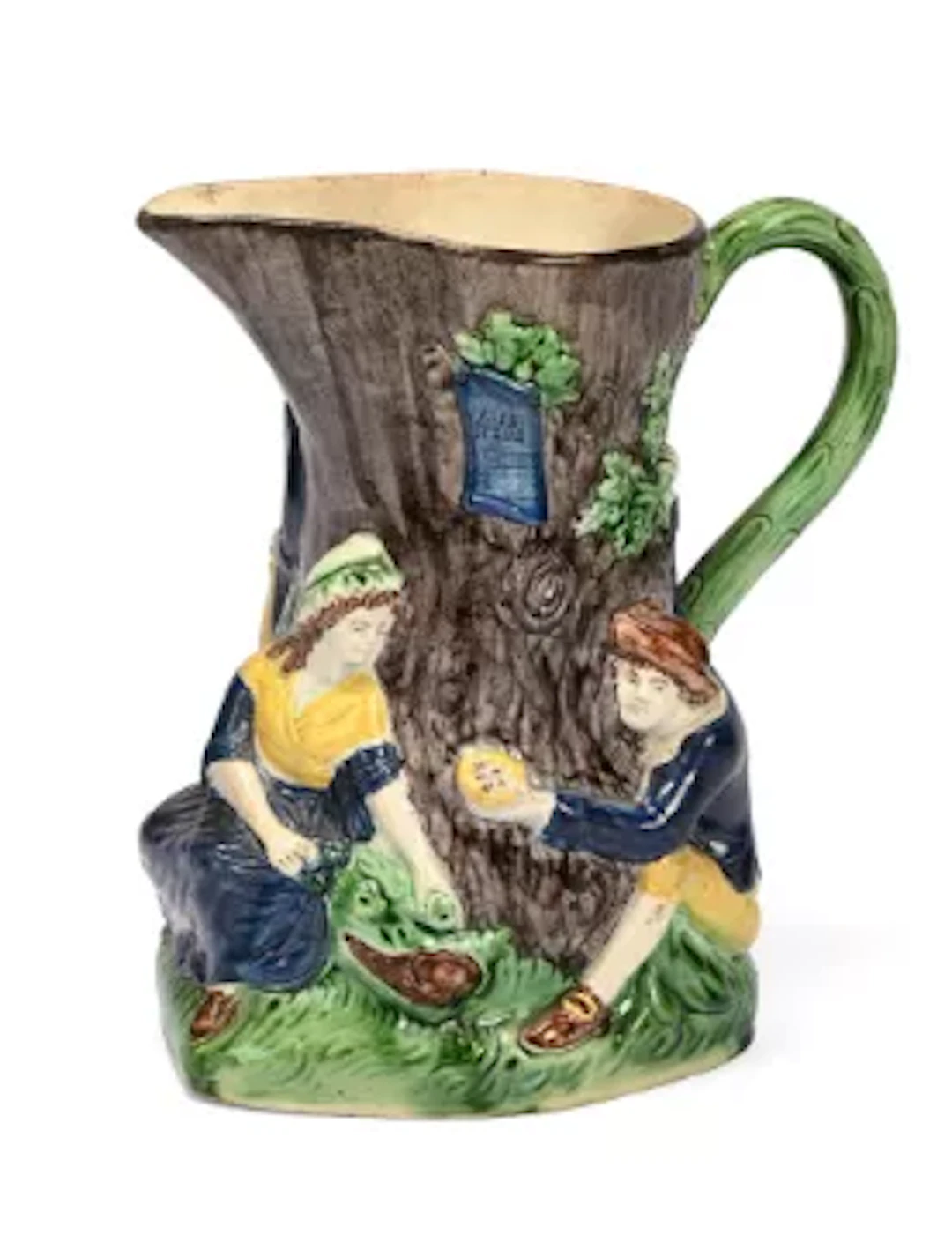 A PEARLWARE 'FAIR HEBE' JUG OF PRATT-TYPE, CIRCA 1800