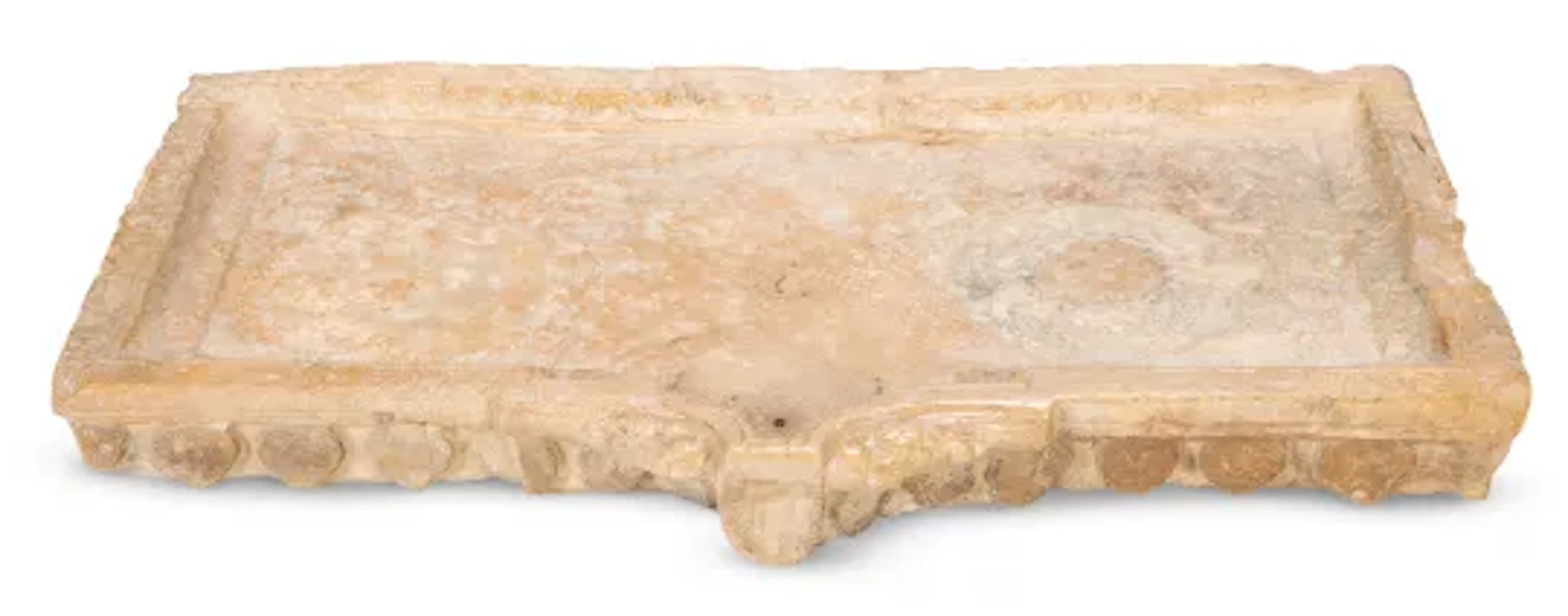 ‡ A CARVED GIALLO ANTICO MARBLE SHALLOW BASIN, ITALIAN, LATE 17TH/EARLY