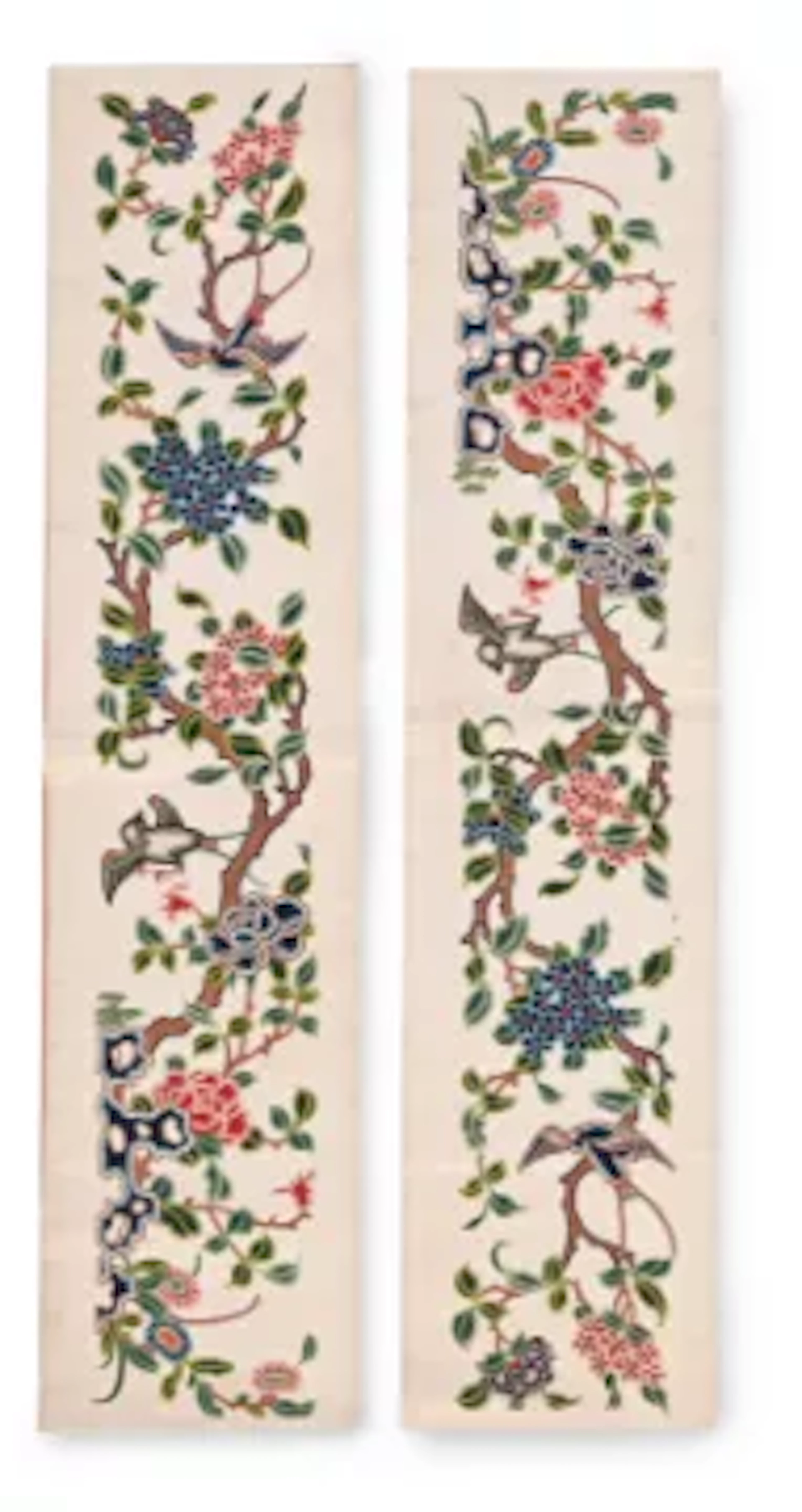 A pair Chinese silk sleeve bands embroidered in the finest quality