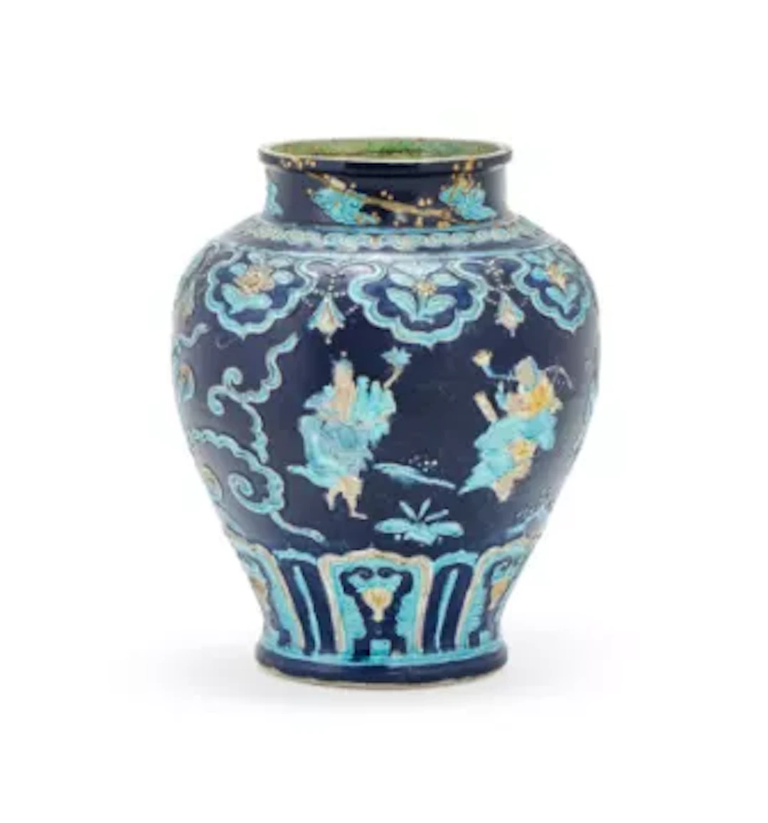 A large Chinese Fehua 'Eight Immortals' vase, Ming dynasty