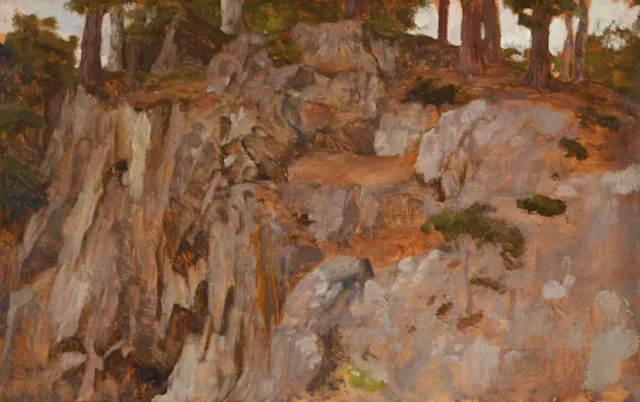 FREDERIC, LORD LEIGHTON (BRITISH 1830-1896), A STUDY OF ROCKS