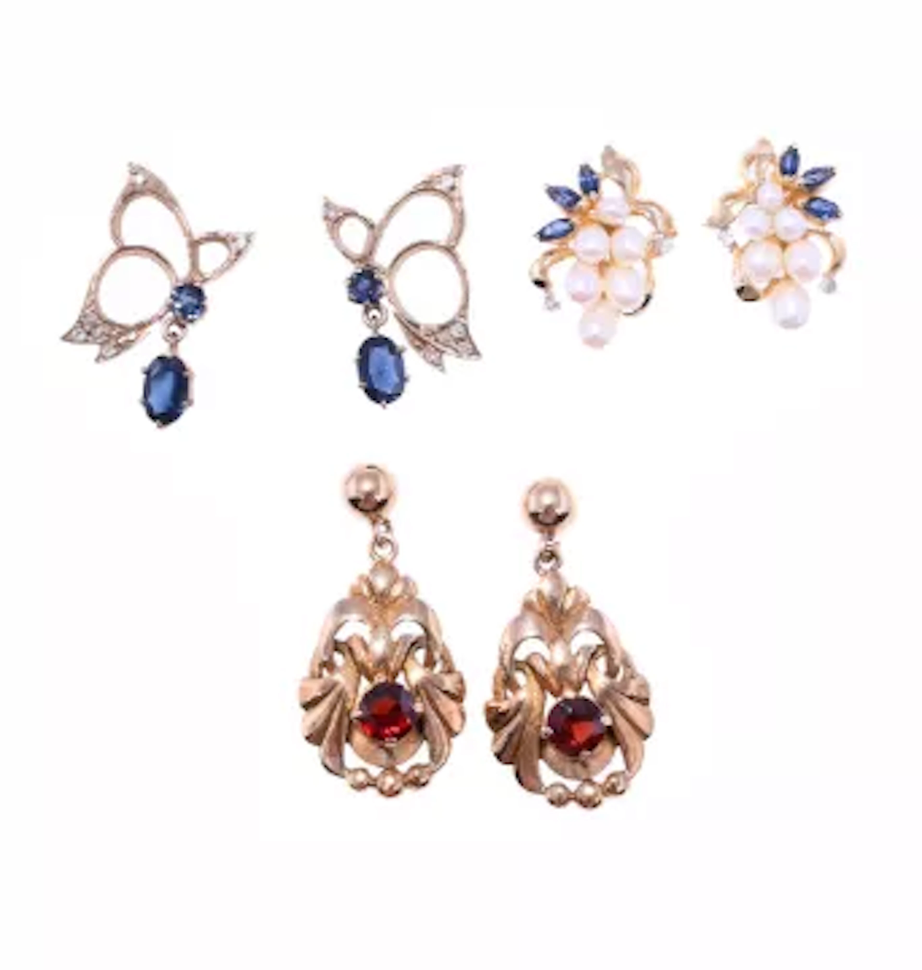 THREE PAIRS OF GEM SET EARRINGS