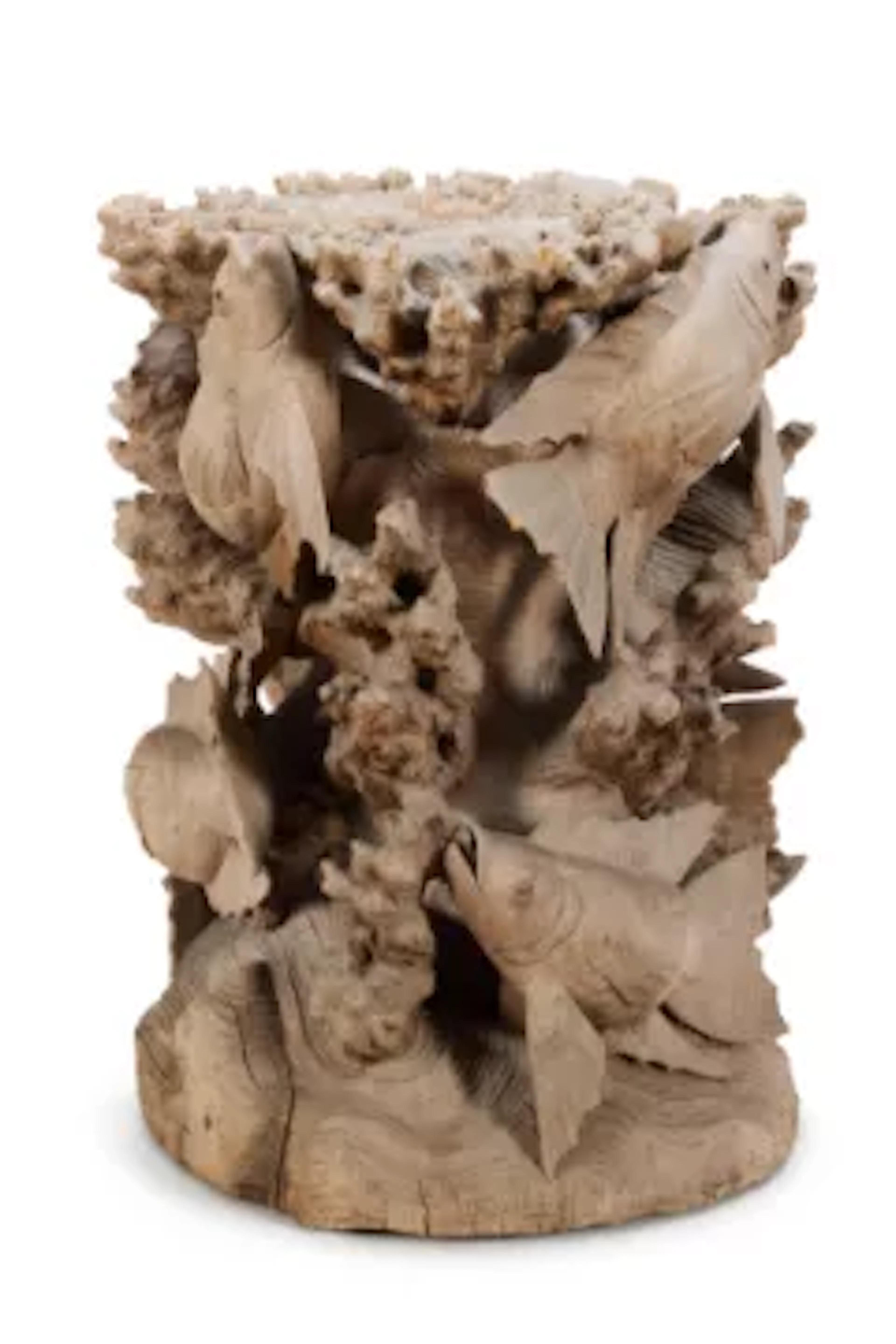 A CARVED HARDWOOD TABLE BASE, 20TH CENTURY