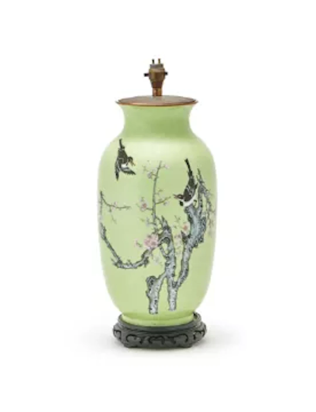 A Chinese lime green-ground porcelain sgraffito vase, Qianlong mark