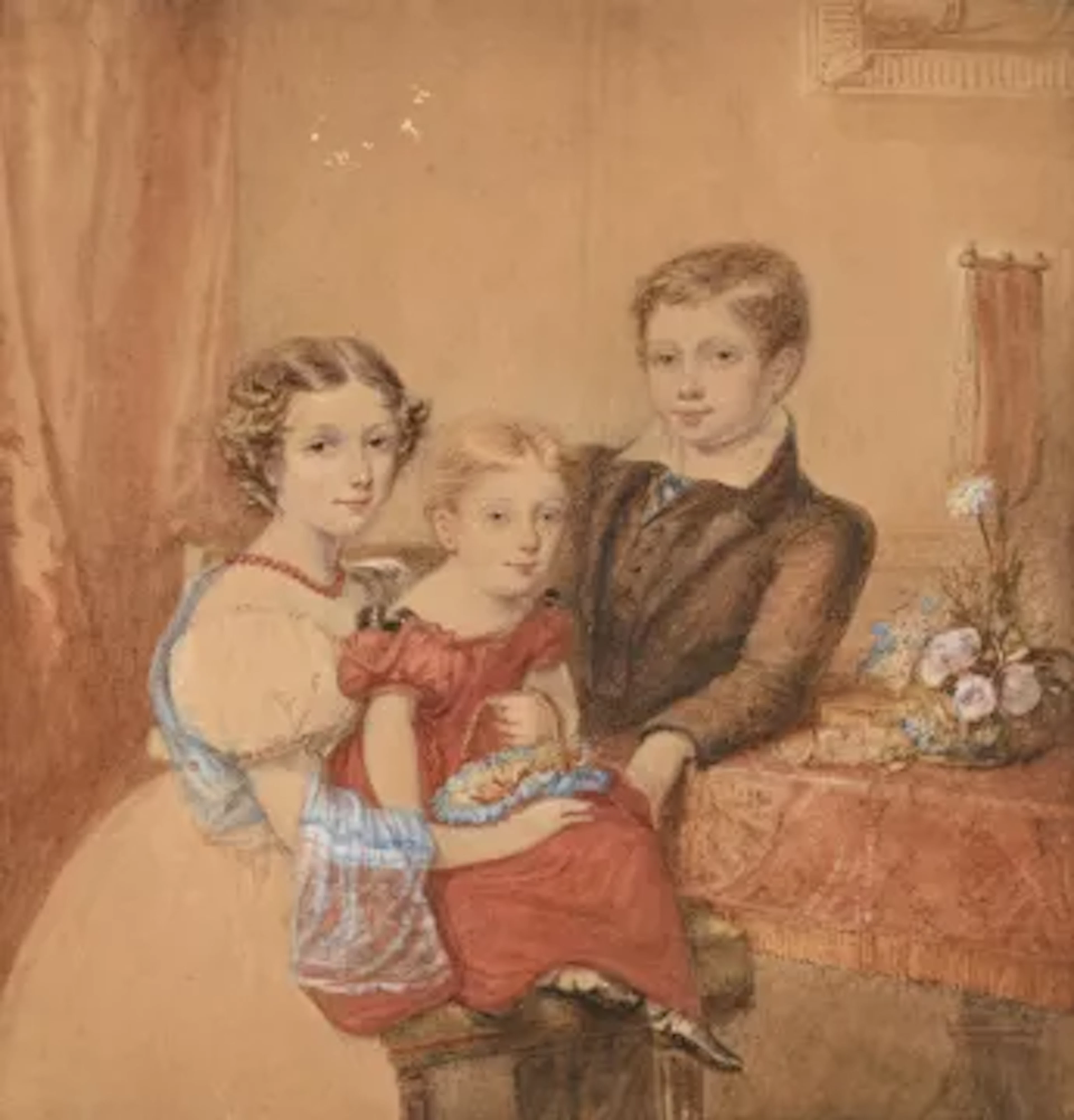 BRITISH SCHOOL (EARLY 19TH CENTURY), GROUP PORTRAIT OF THREE CHILDREN