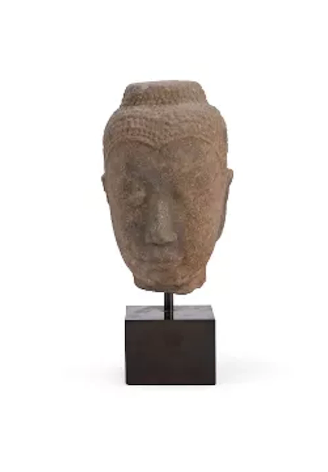 A large Thai sandstone head of Buddha, Ayuthia Period, 16th or 17th century
