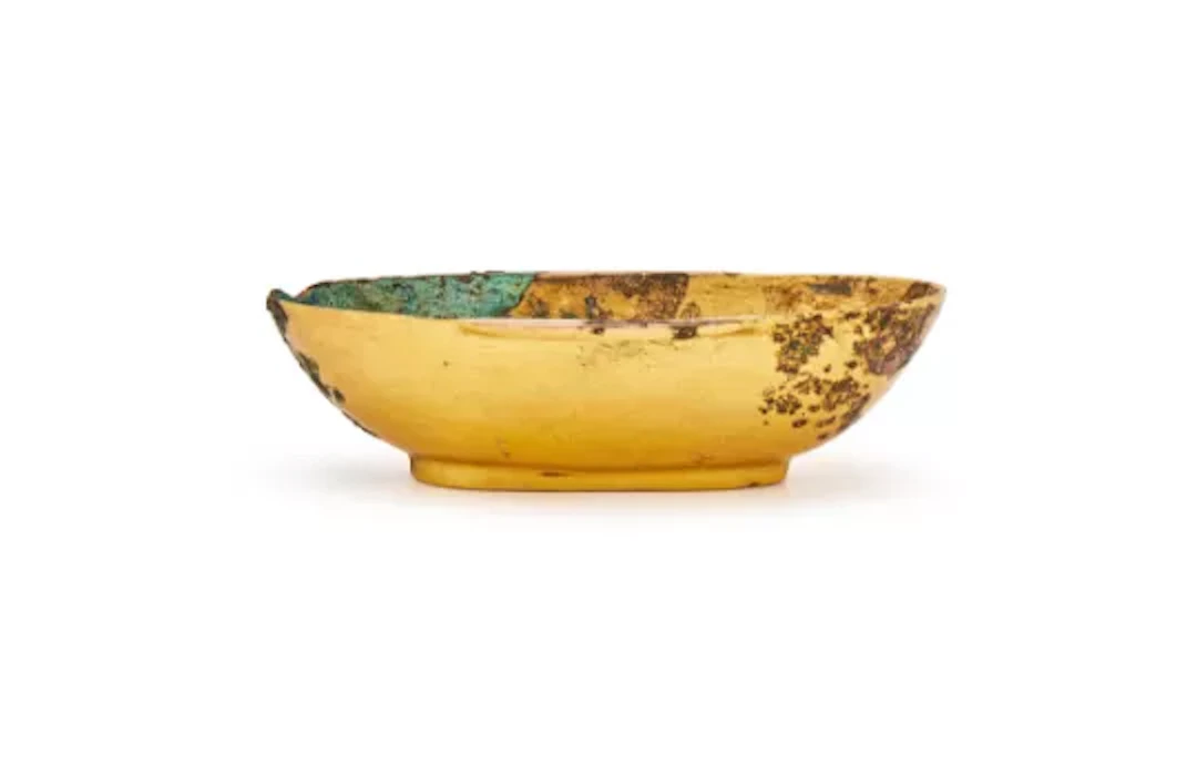 A Chinese gilt bronze ear cup, Han dynasty or later