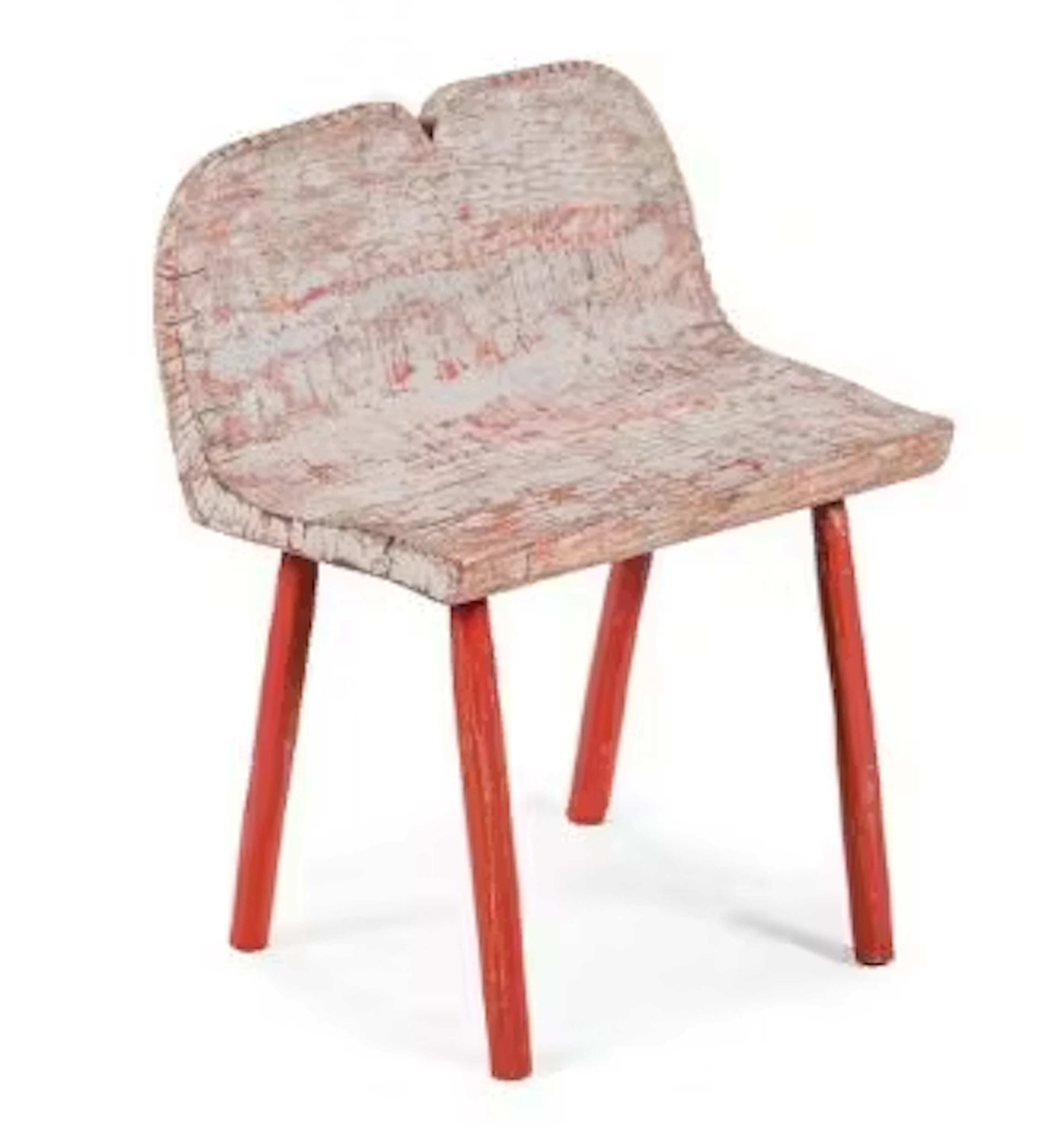 Y A GREY AND RED PAINTED HARDWOOD 'FOLK ART' SIDE CHAIR, 20TH CENTURY