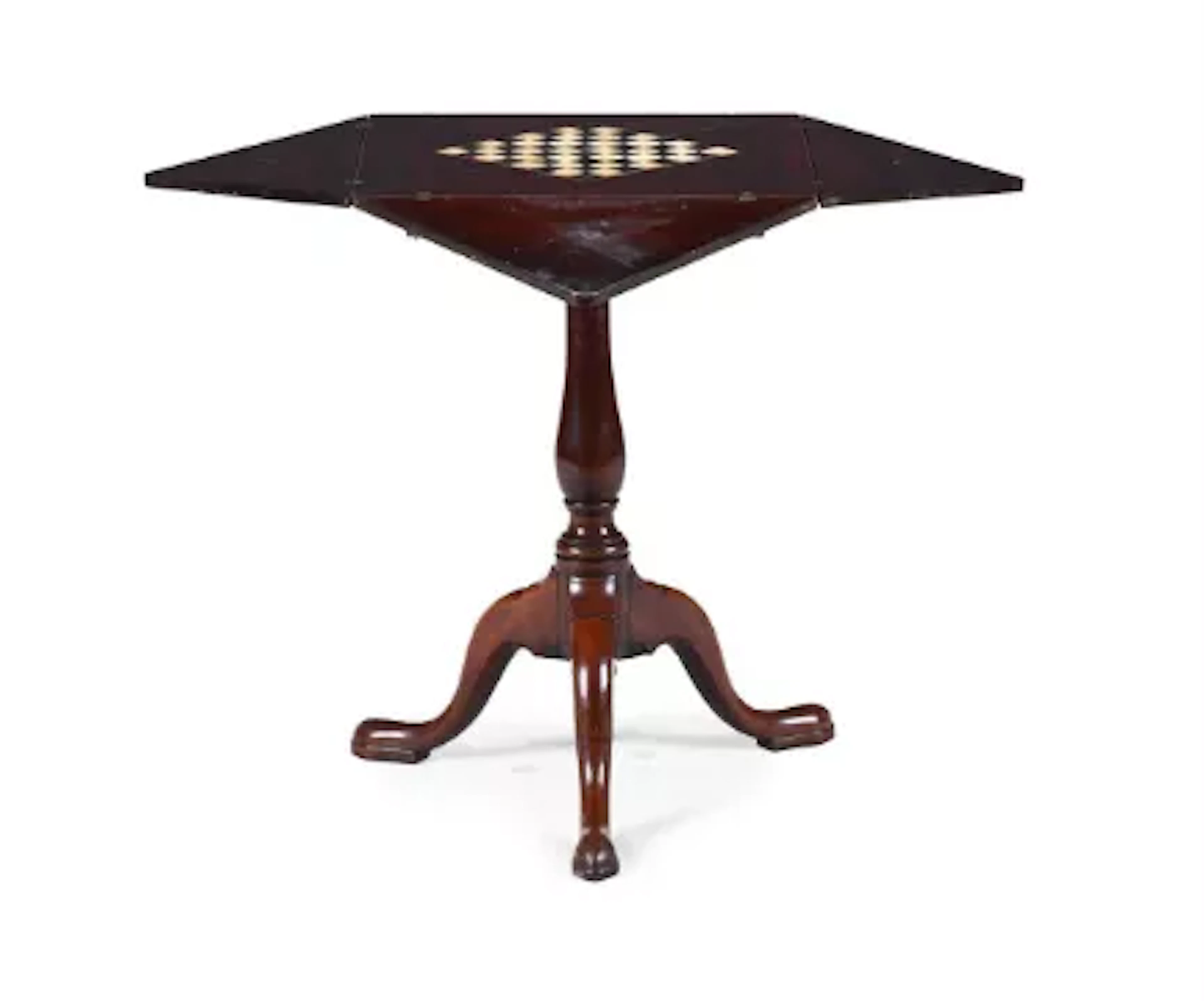 Y AN UNUSUAL GEORGE III MAHOGANY GAMES TABLE, CIRCA 1770