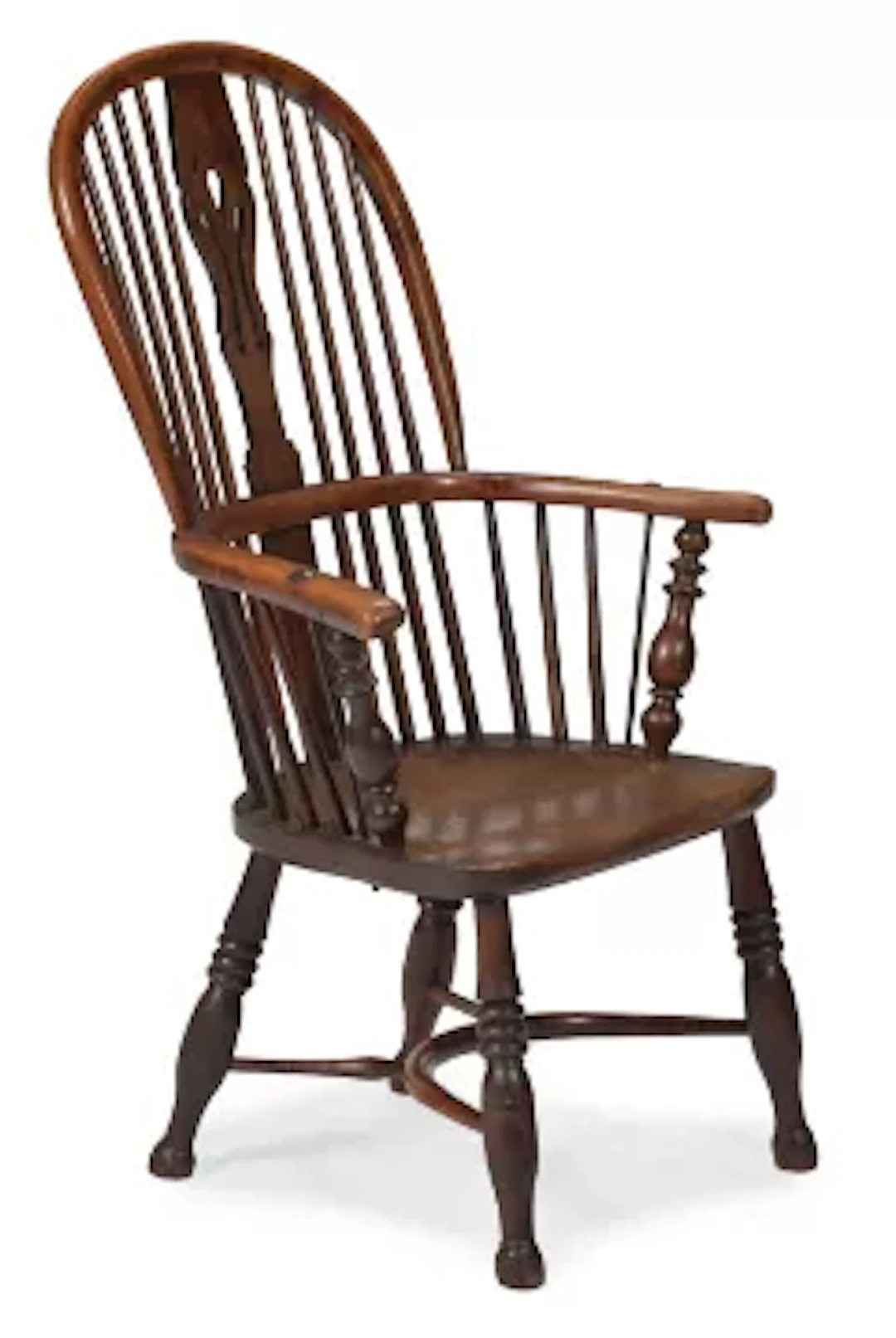 AN ASH, ELM AND YEW WOOD HOOP BACK WINDSOR ARMCHAIR, SECOND HALF 19TH CENTURY