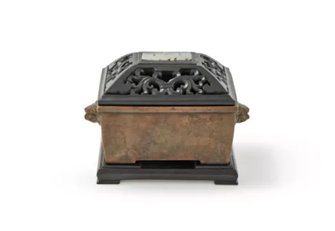 A Chinese bronze rectangular censer, Qing dynasty