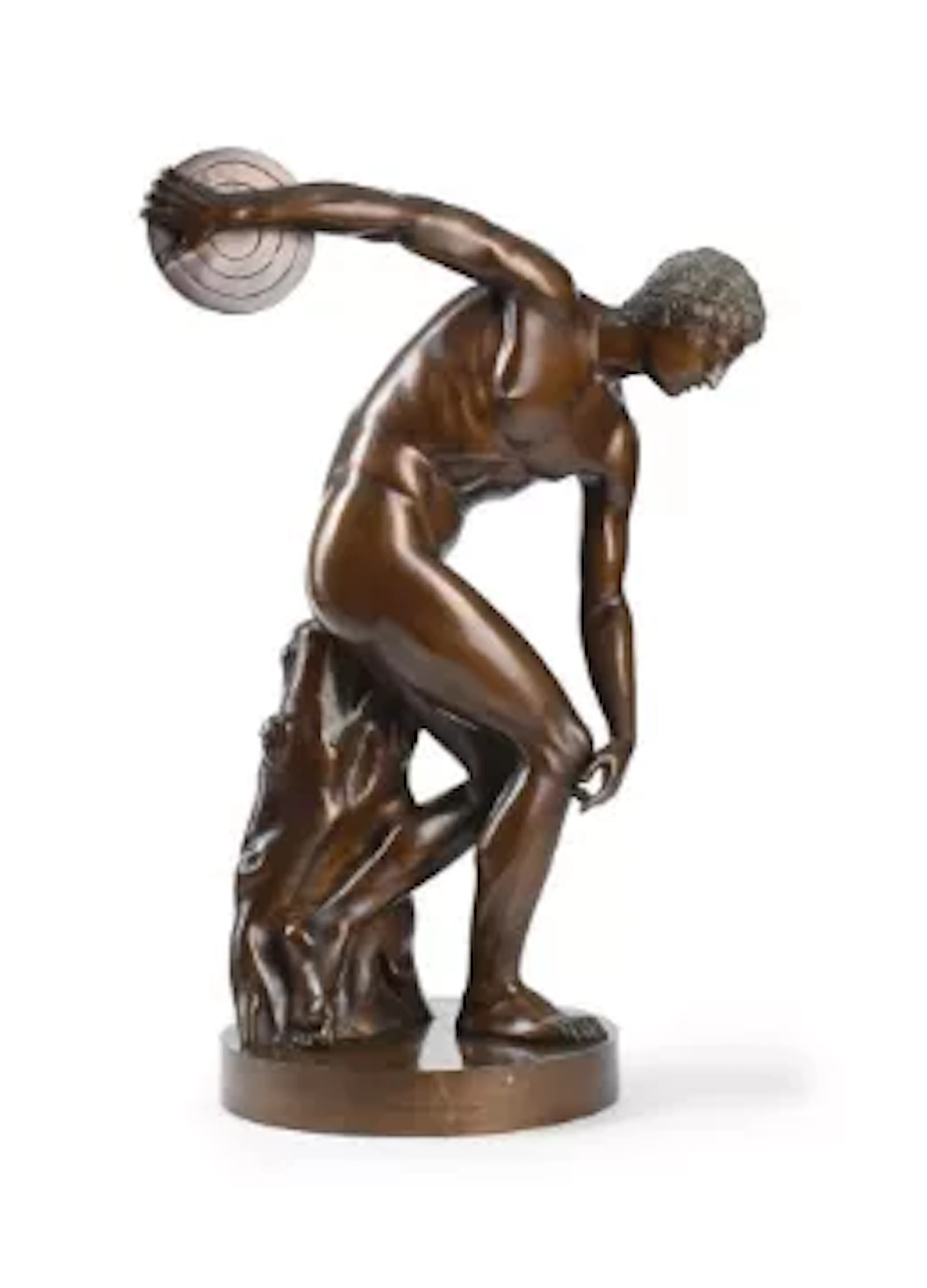 AFTER THE ANTIQUE, A LARGE BRONZE FIGURE OF THE DISCOBOLUS, CAST BY