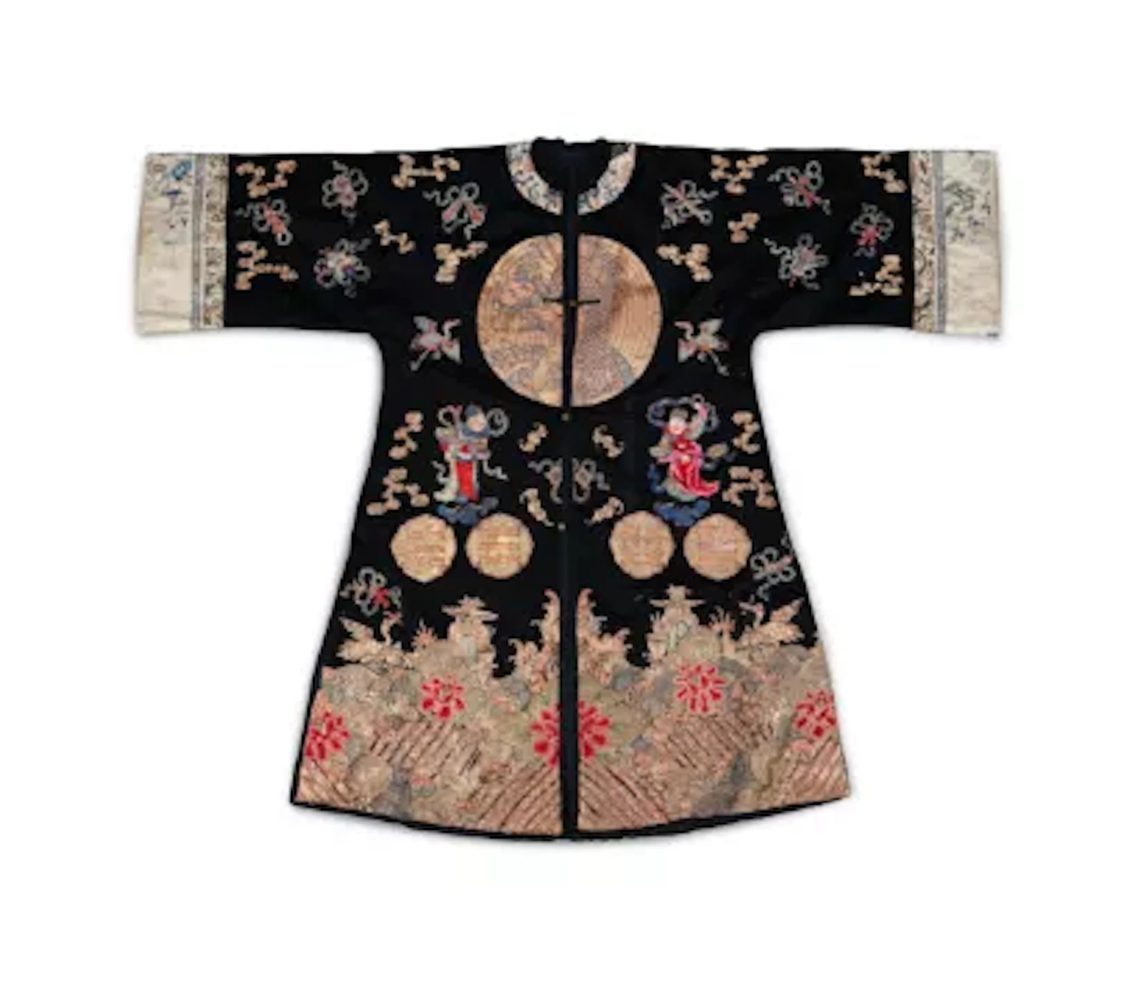 A Chinese Daoist priests robe in the style of a front opening jacket