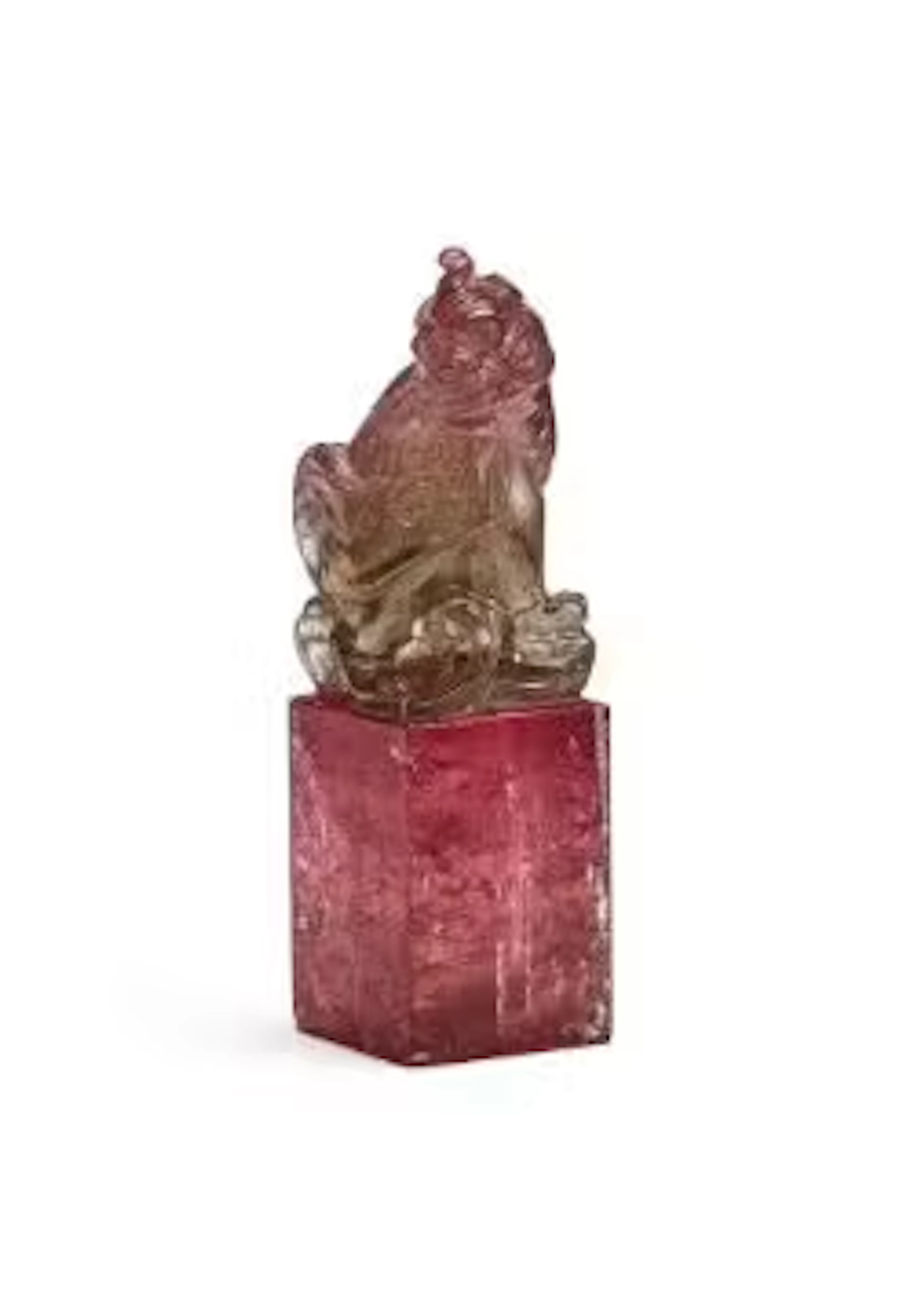 A small Chinese pink and pale green tourmaline seal