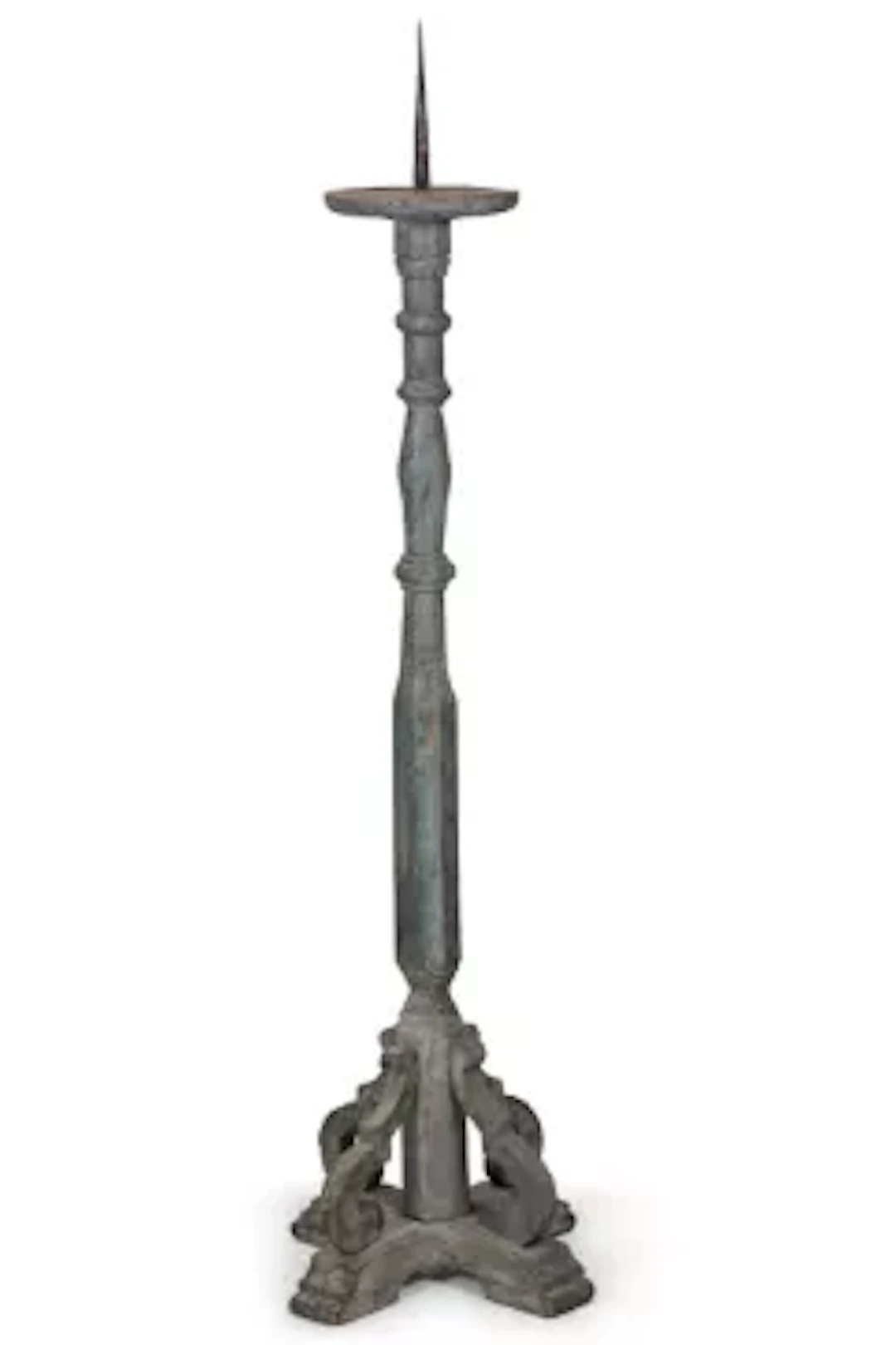 A BLUE PAINTED FLOOR STANDING CANDLESTAND, SWEDISH, 19TH CENTURY
