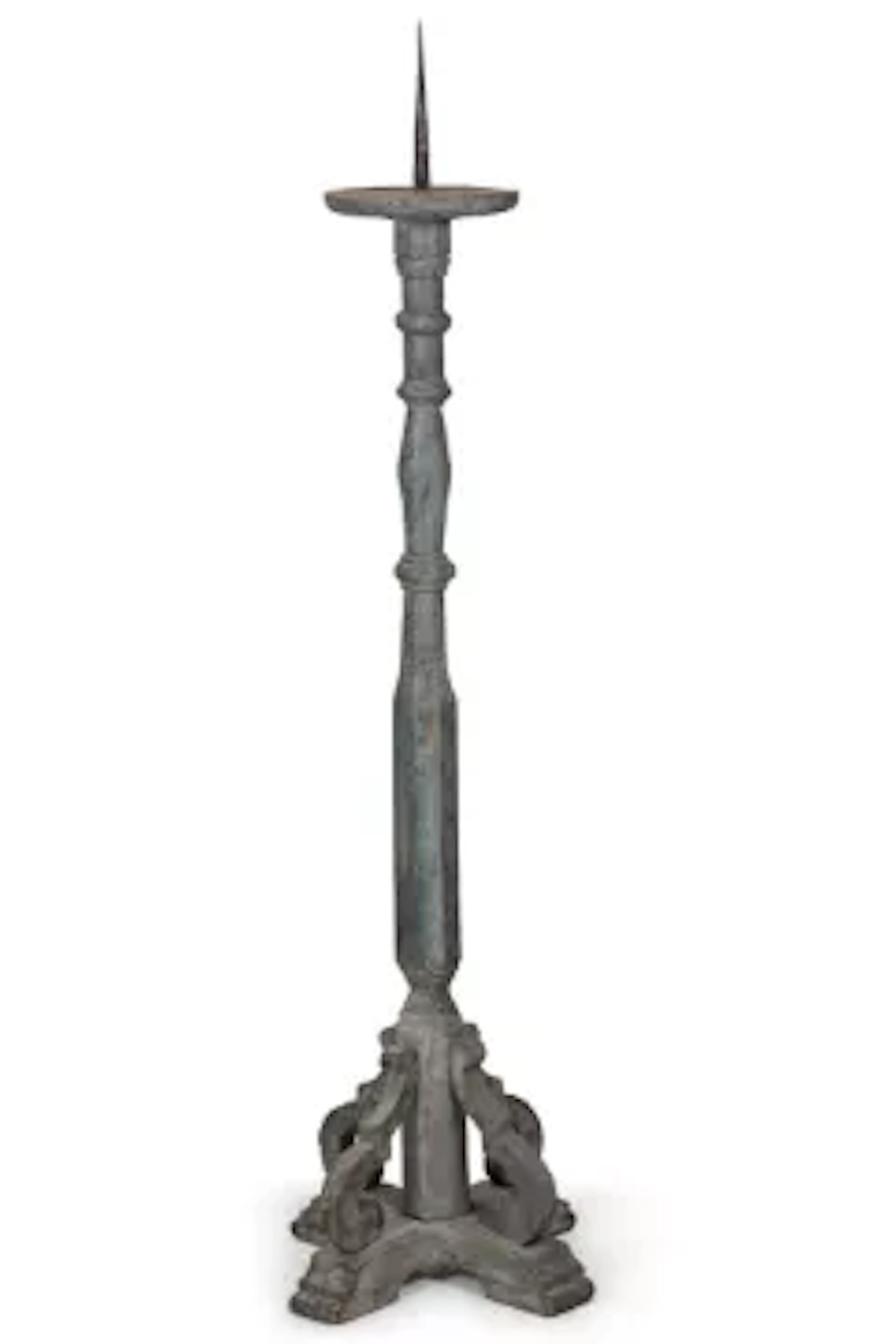 A BLUE PAINTED FLOOR STANDING CANDLESTAND, SWEDISH, 19TH CENTURY
