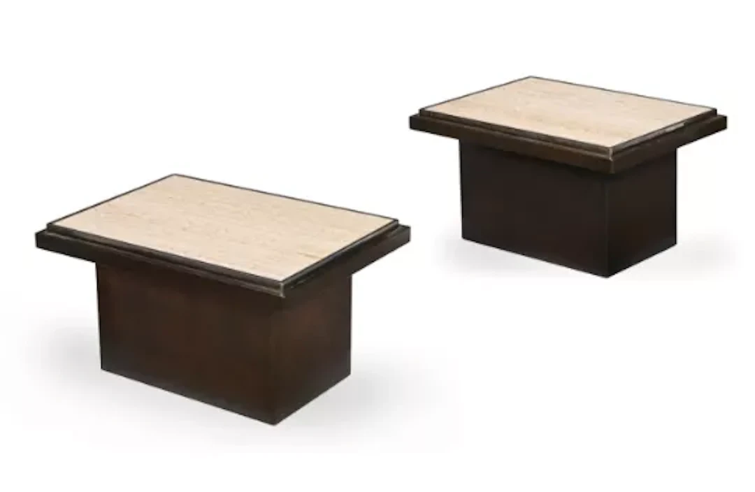 BELGOCHROM (BELGIAN) ATTRIBUTED, PAIR OF SIDE TABLES, CIRCA 1970