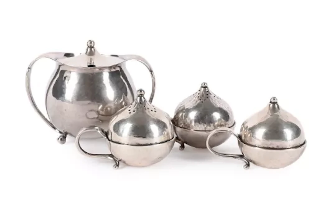 GEORG JENSEN (DANISH 1866-1935), MODEL '667' CRUET SET, DESIGNED CIRCA