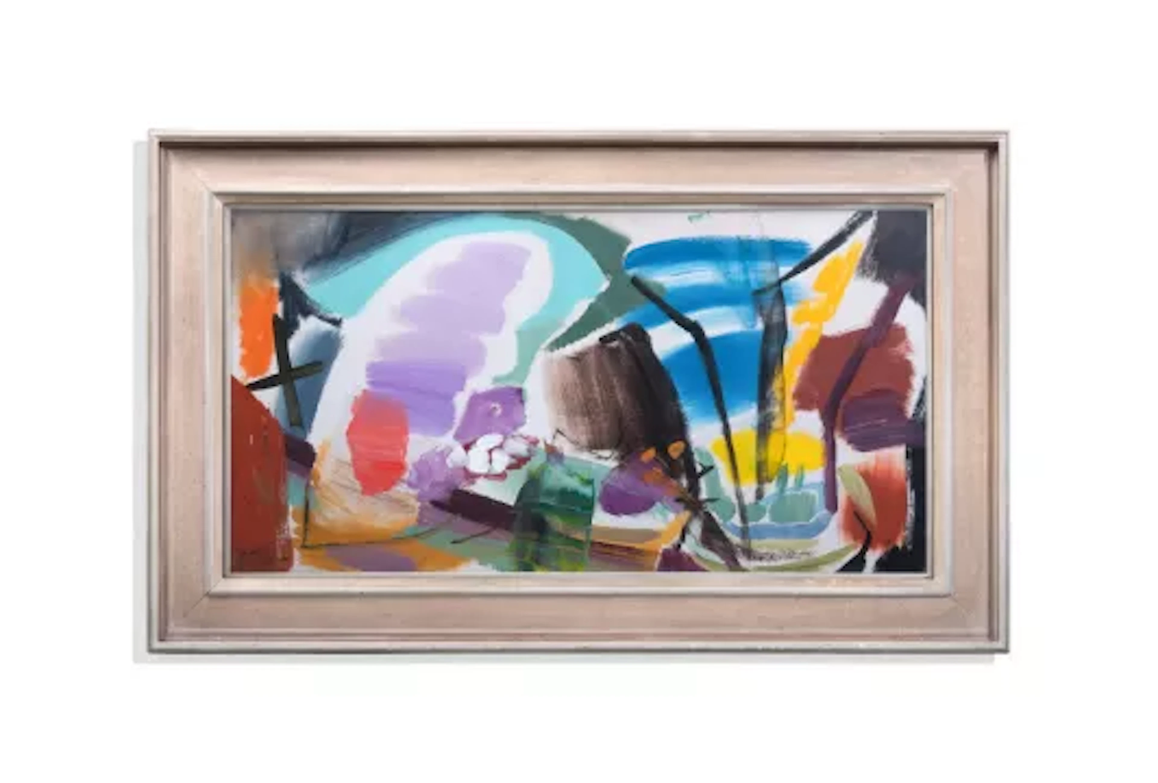 λ IVON HITCHENS (BRITISH 1893-1979) FLOWER COMPOSITION, VIOLET AND ORANGE