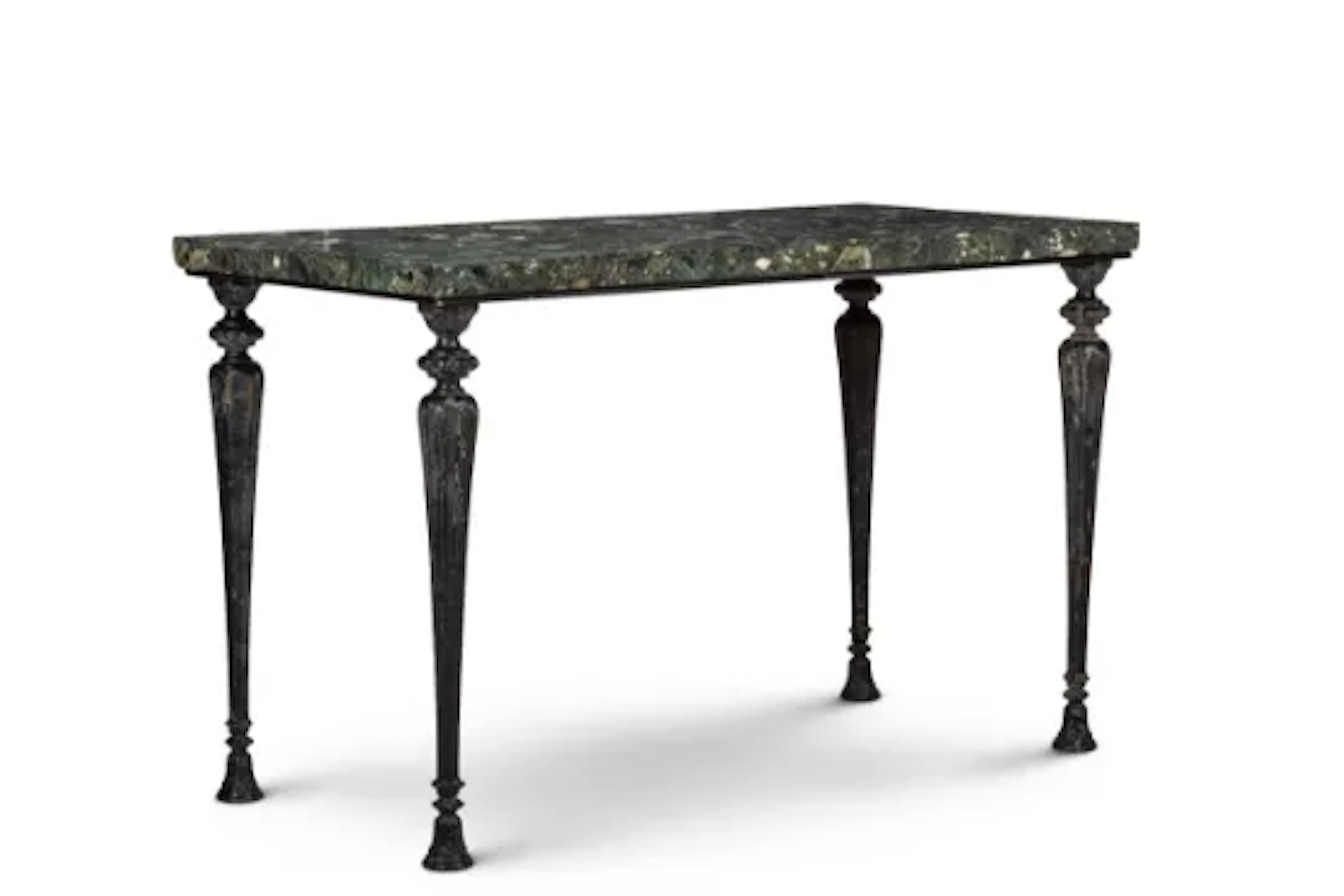 A VERDE ANTICO MARBLE AND IRON CONSOLE TABLE, PARTS 19TH CENTURY
