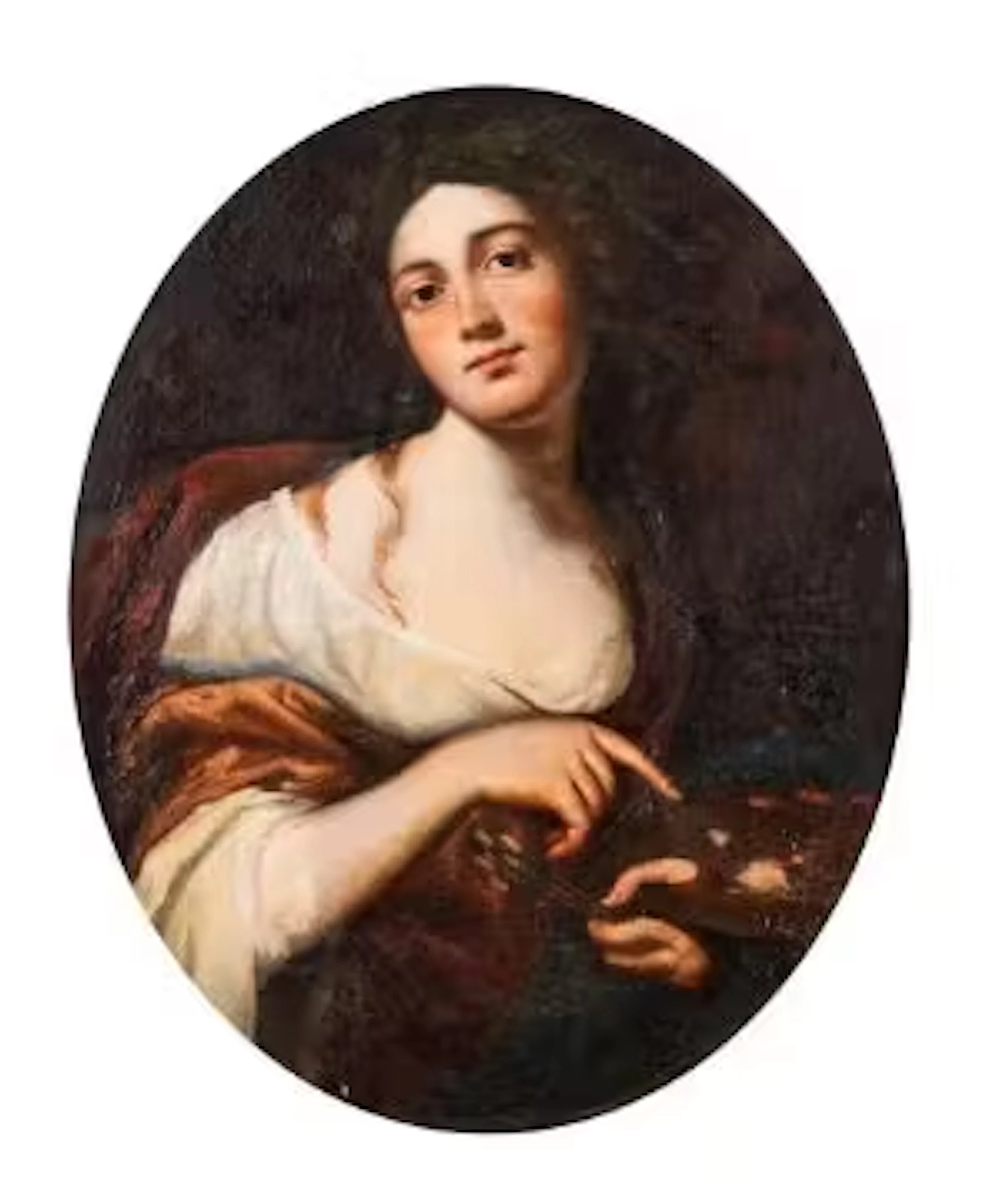 ENGLISH SCHOOL (18TH CENTURY), PORTRAIT OF AN ARTIST WITH HER PALETTE