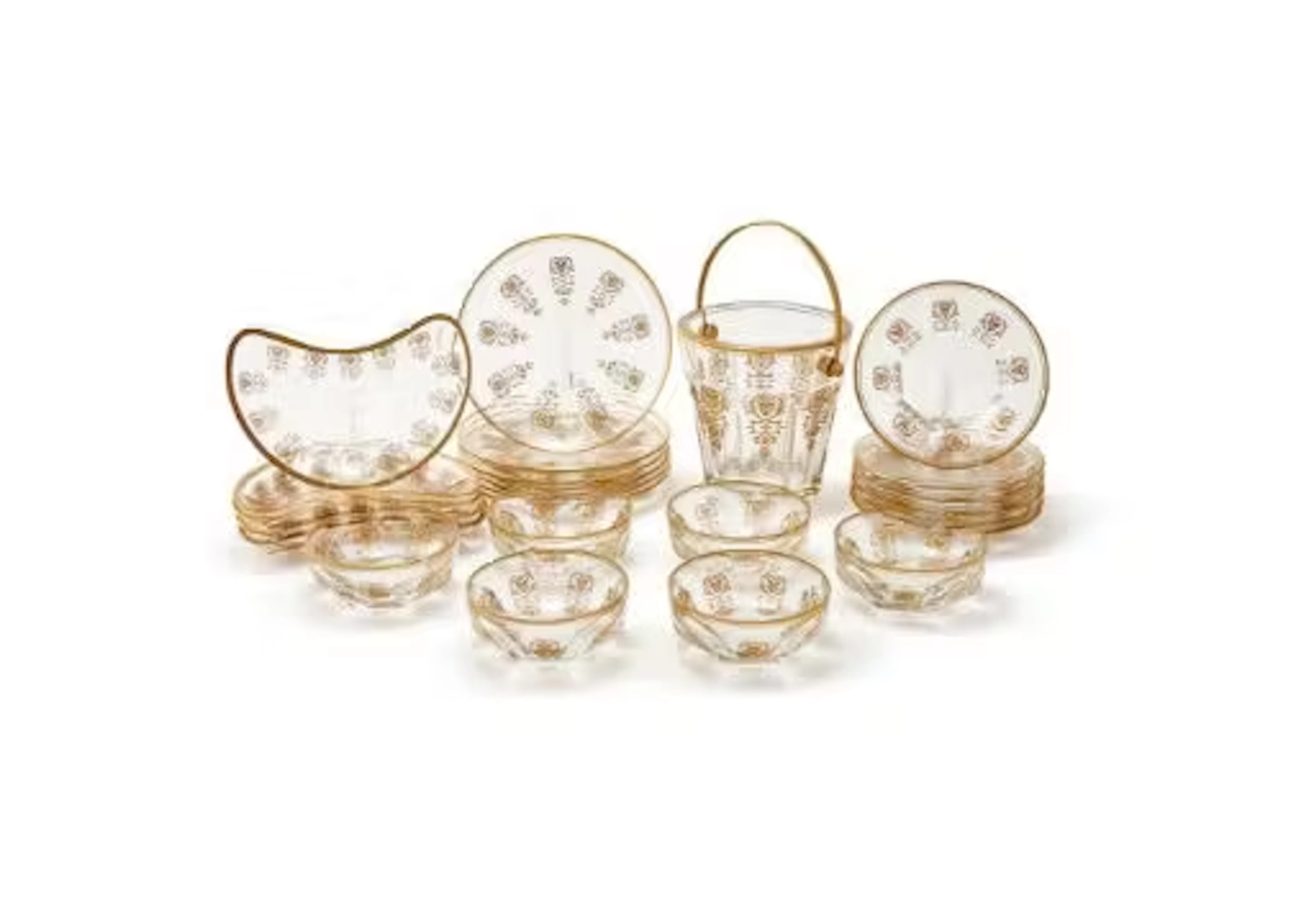 BACCARAT, EMPIRE, A PARCEL GILT AND GLASS PART SEAU A GLACE