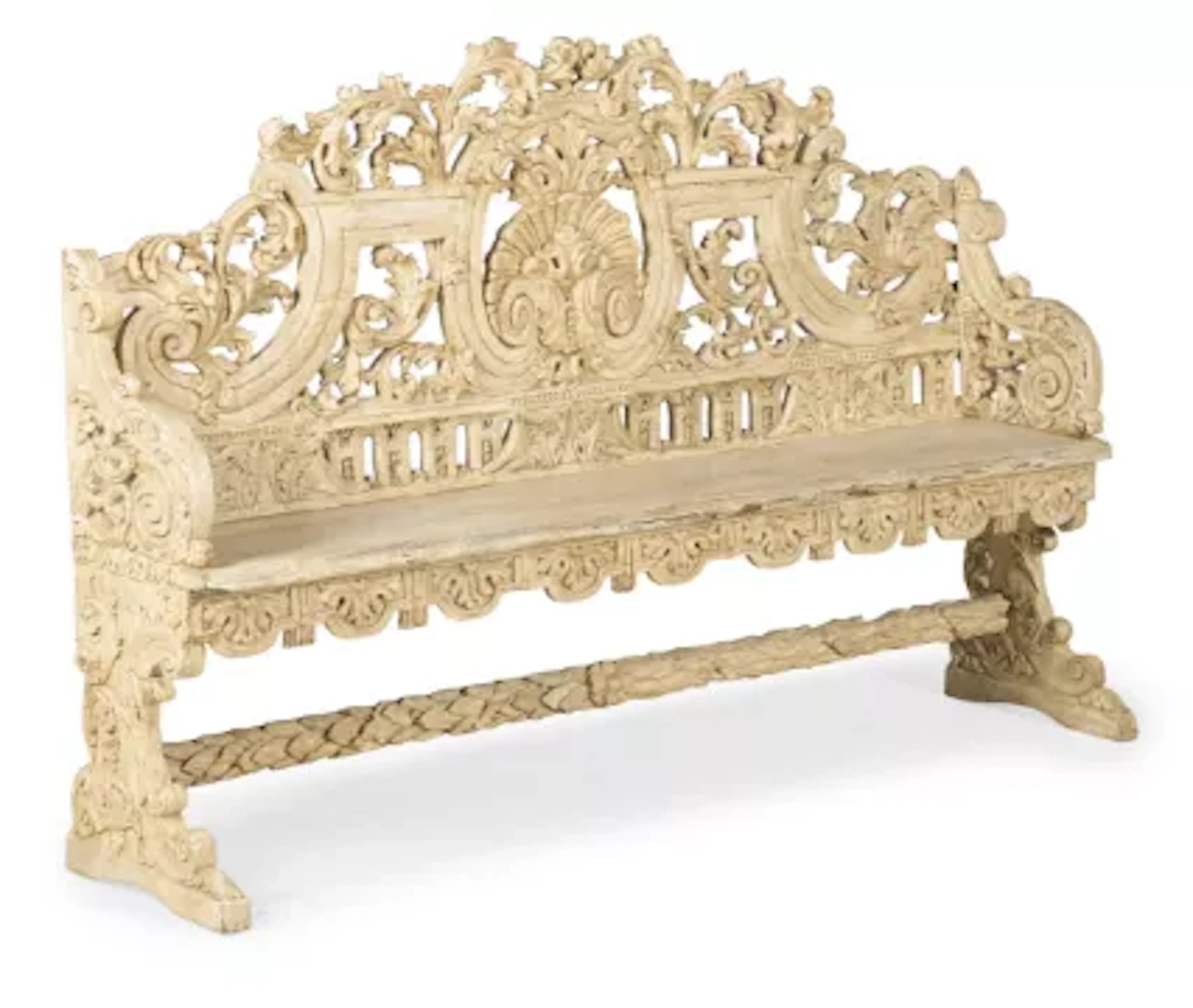 A DUTCH CARVED OAK HALL BENCH, EARLY 19TH CENTURY