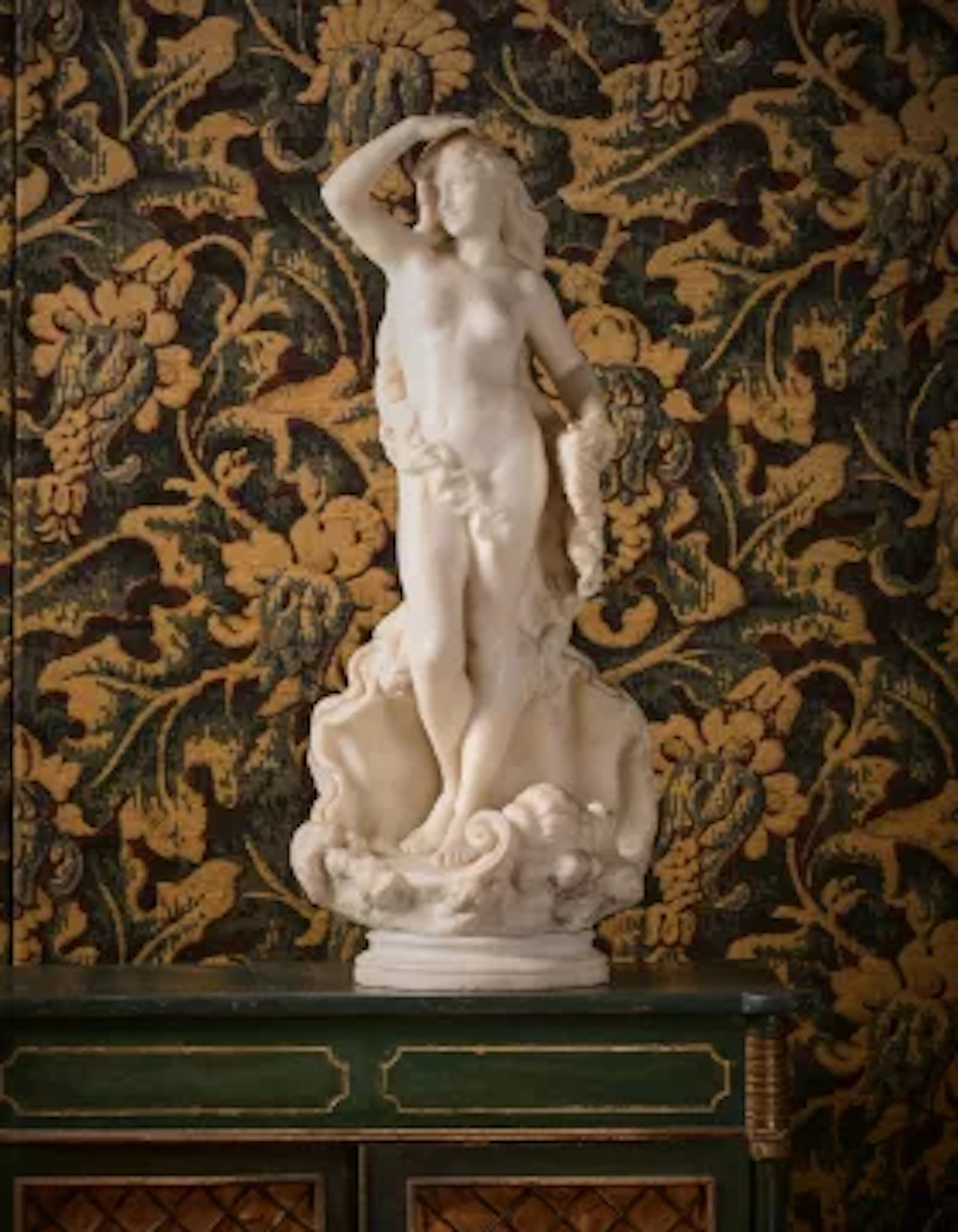 LUCA MADRASSI (1848-1919), A LARGE WHITE MARBLE GROUP 'THE BIRTH OF VENUS'