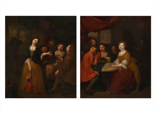 JAN BAPTIST LAMBRECHTS (FLEMISH 1680 - CIRCA 1731), INTERIOR SCENES