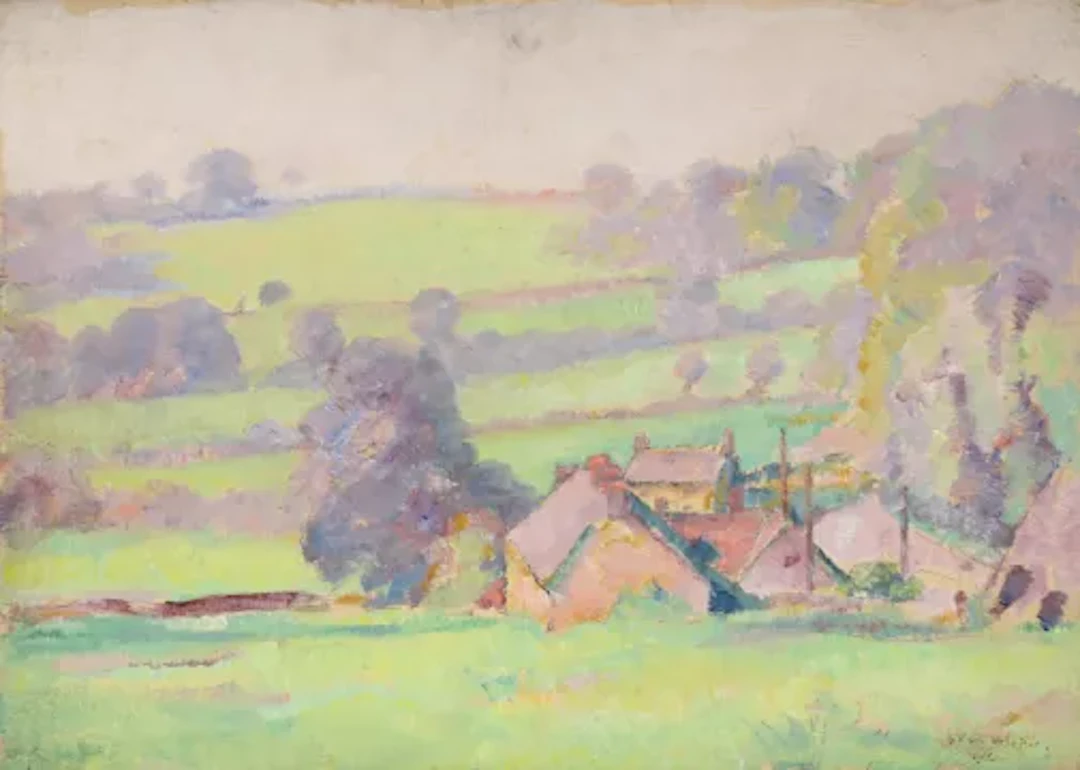 λ ALFRED WOLMARK (BRITISH 1877-1961), VIEW OF ALKERTON, OXFORDSHIRE