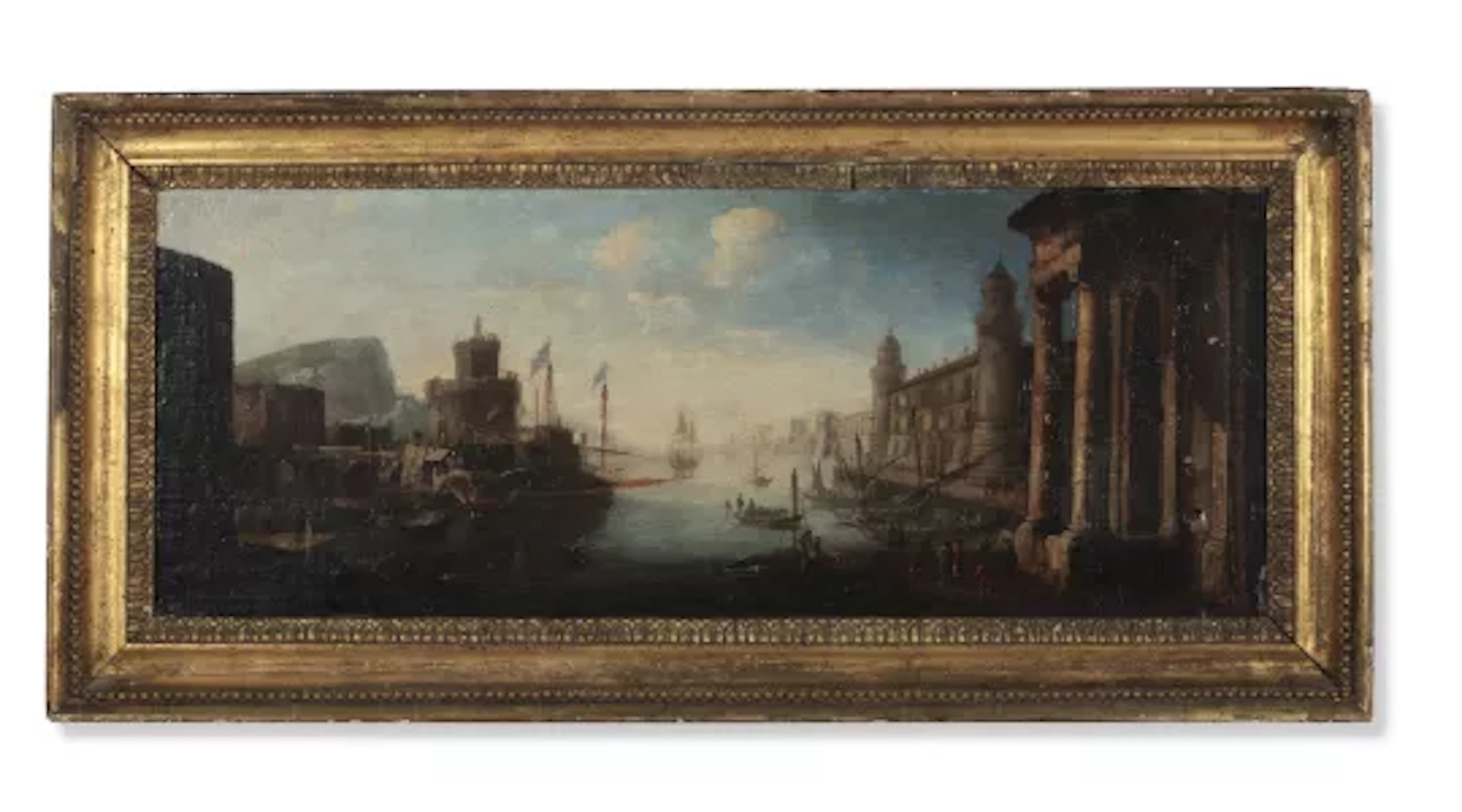 ITALIAN SCHOOL, 18TH CENTURY, A CAPRICCIO HARBOUR VIEW