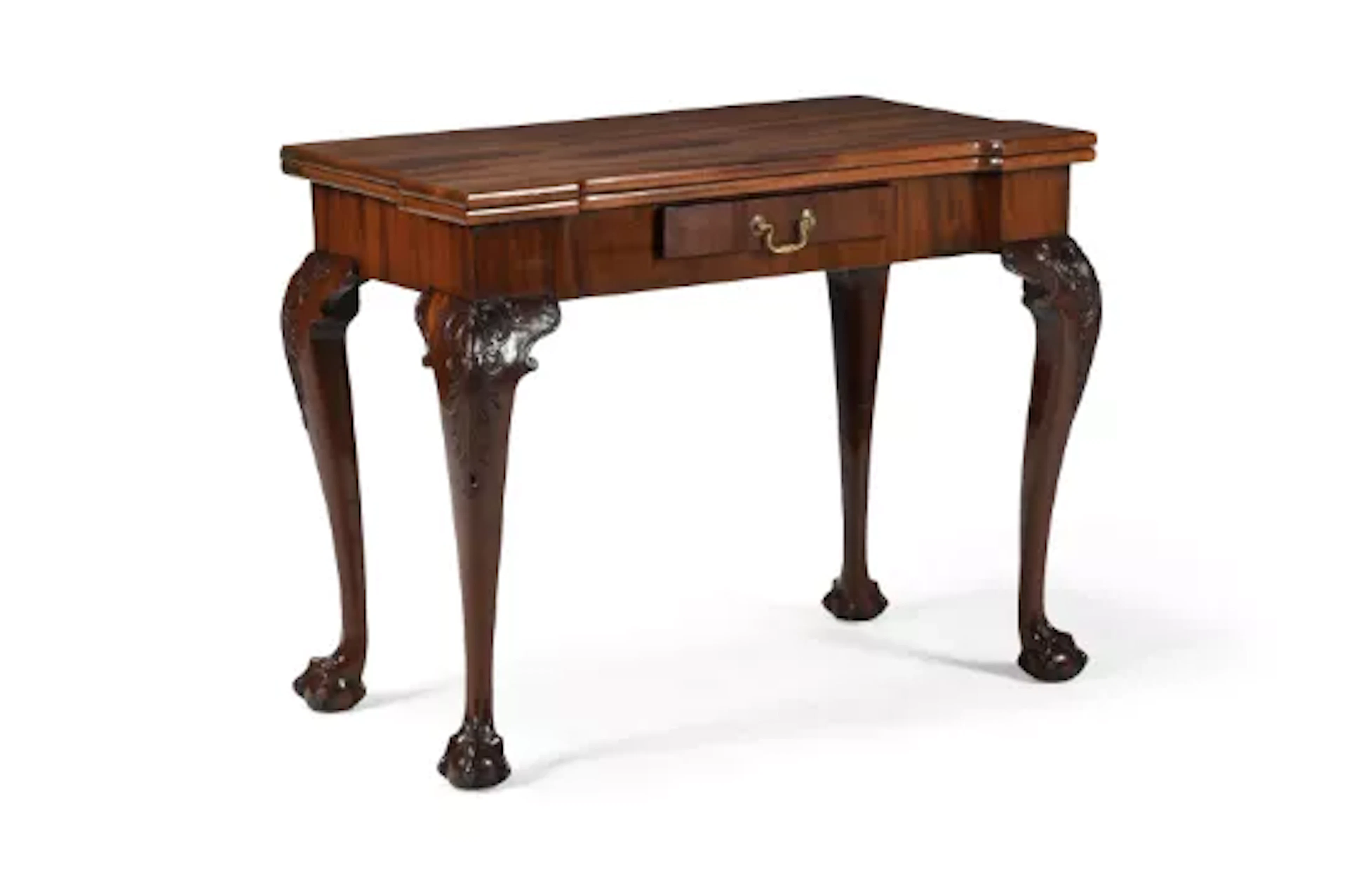 A GEORGE II MAHOGANY CARD TABLE, CIRCA 1755