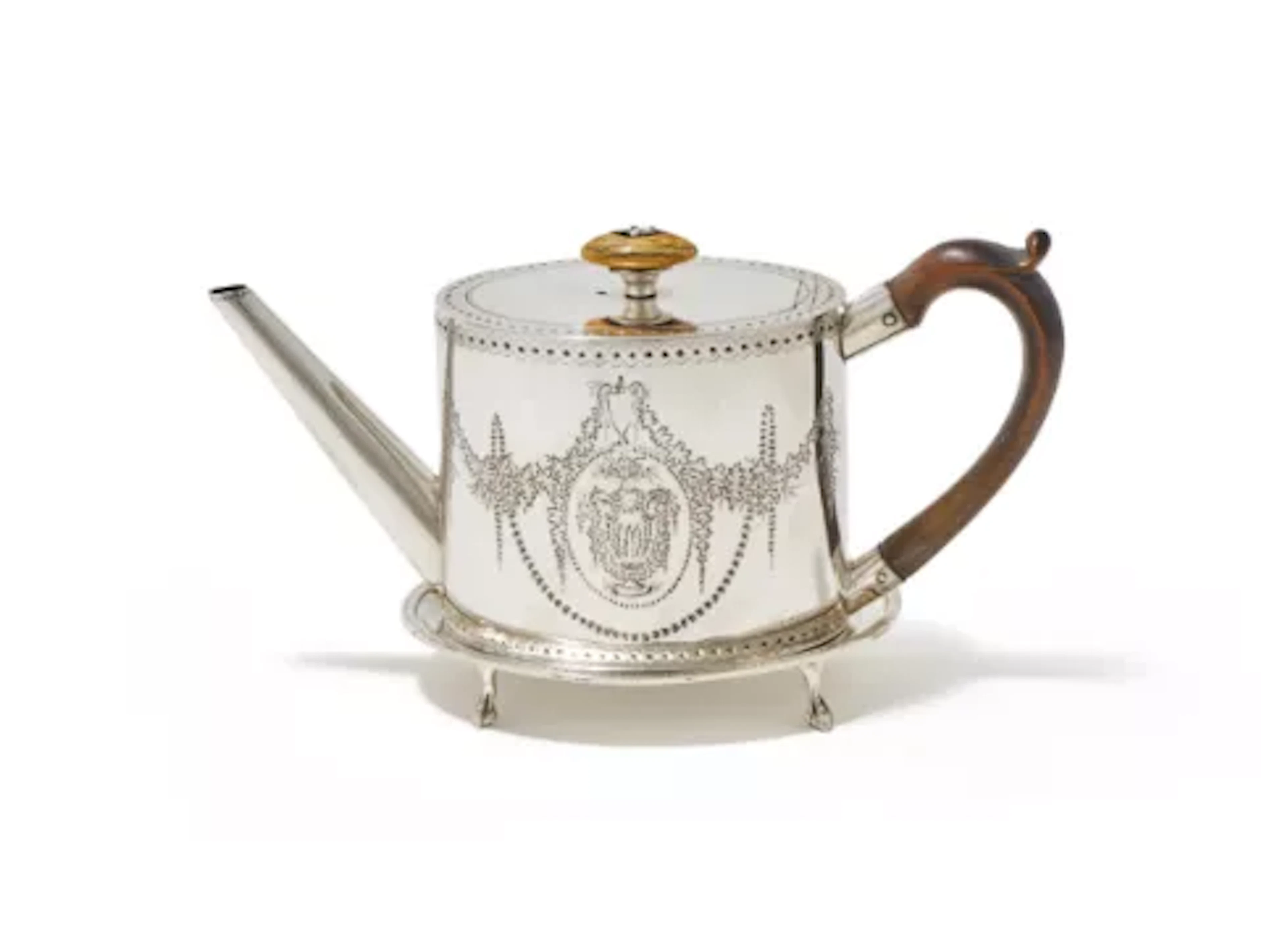 A GEORGE III SILVER OVAL TEAPOT, WILLIAM VINCENT, LONDON 1781