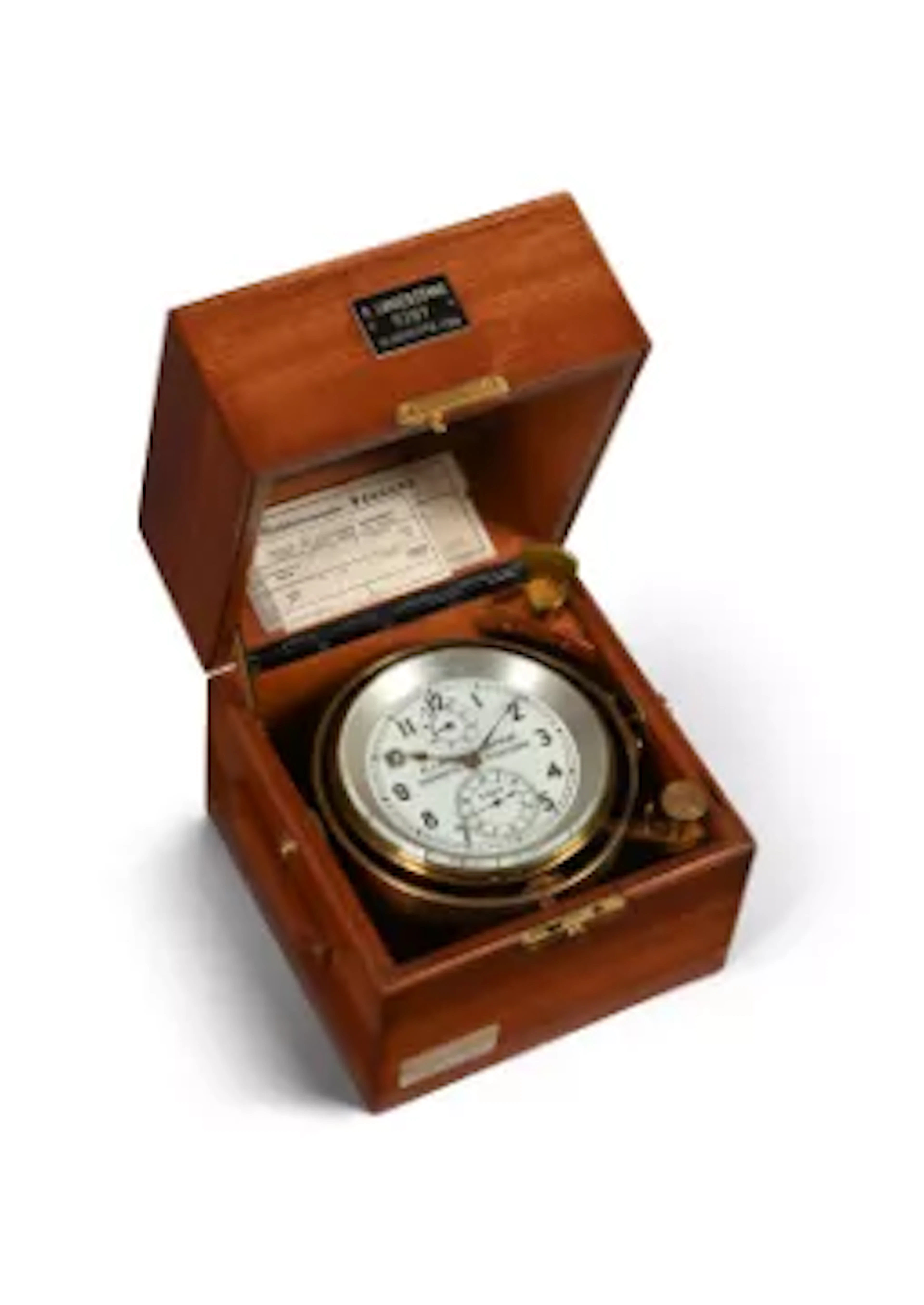 A SCARCE GERMAN WWII PERIOD MAHOGANY CASED TWO-DAY MARINE CHRONOMETER
