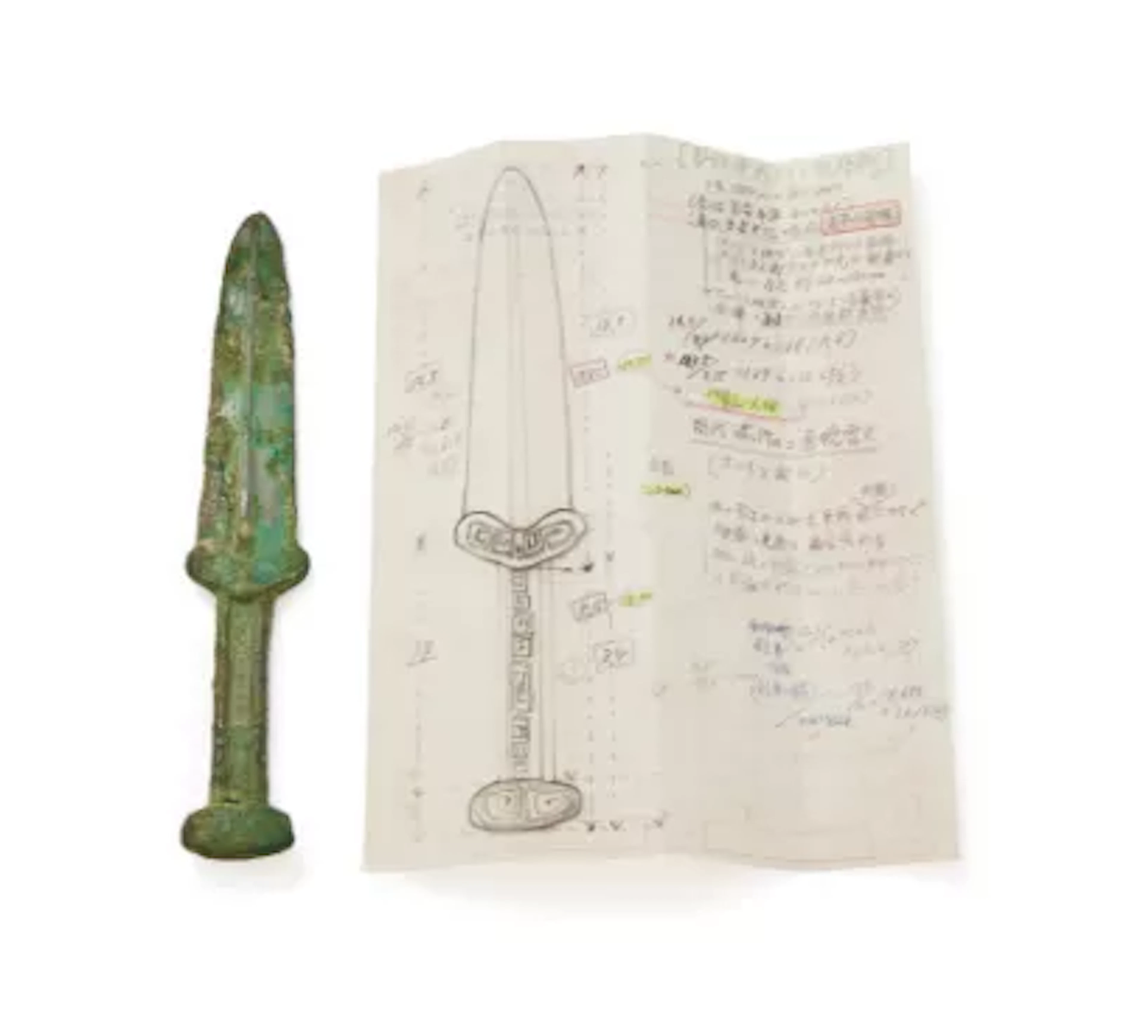 A Chinese bronze dagger, Shang Dynasty (1600 BC - 1046 BC)
